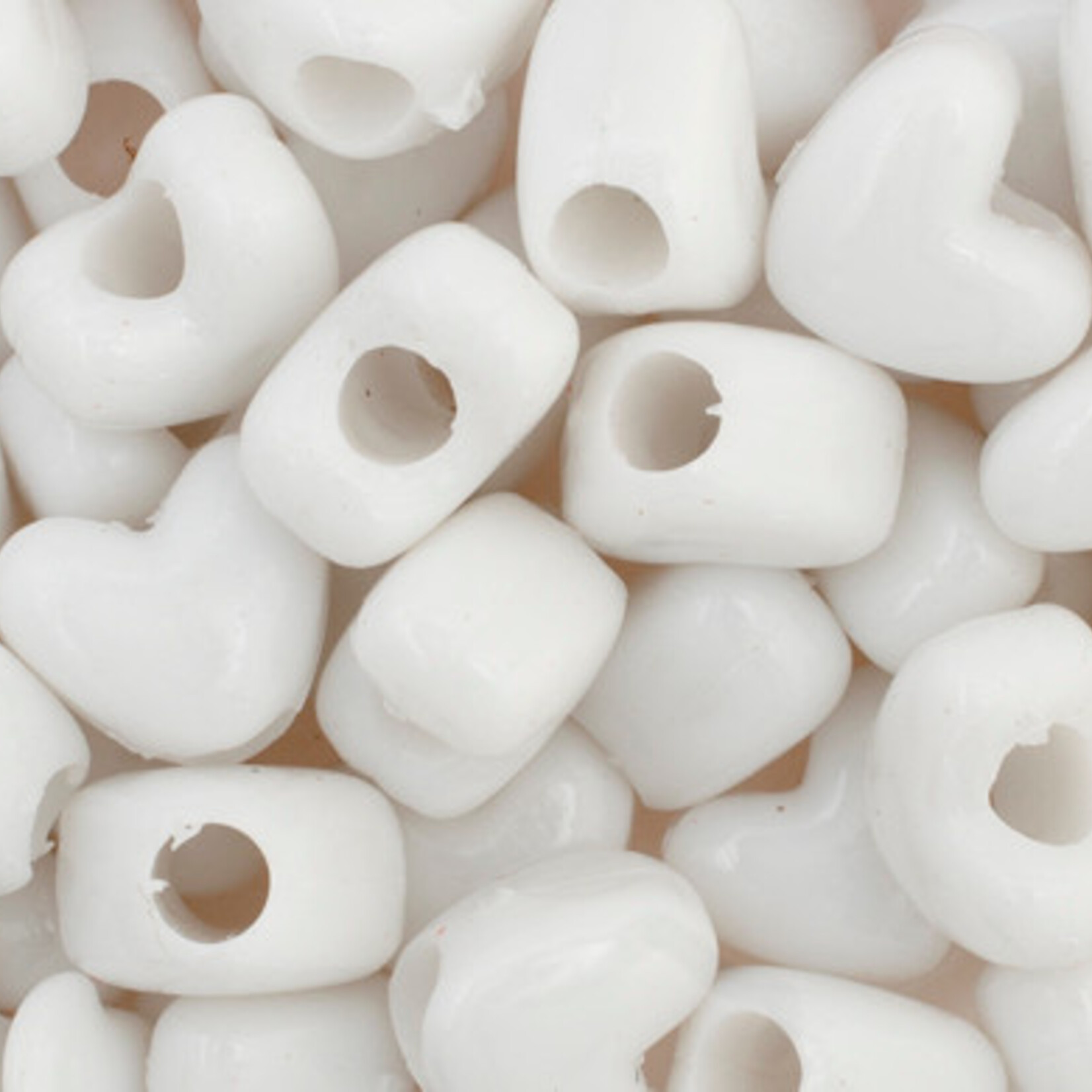 Pony Bead Heart 10x12mm (500pcs) Opaque White