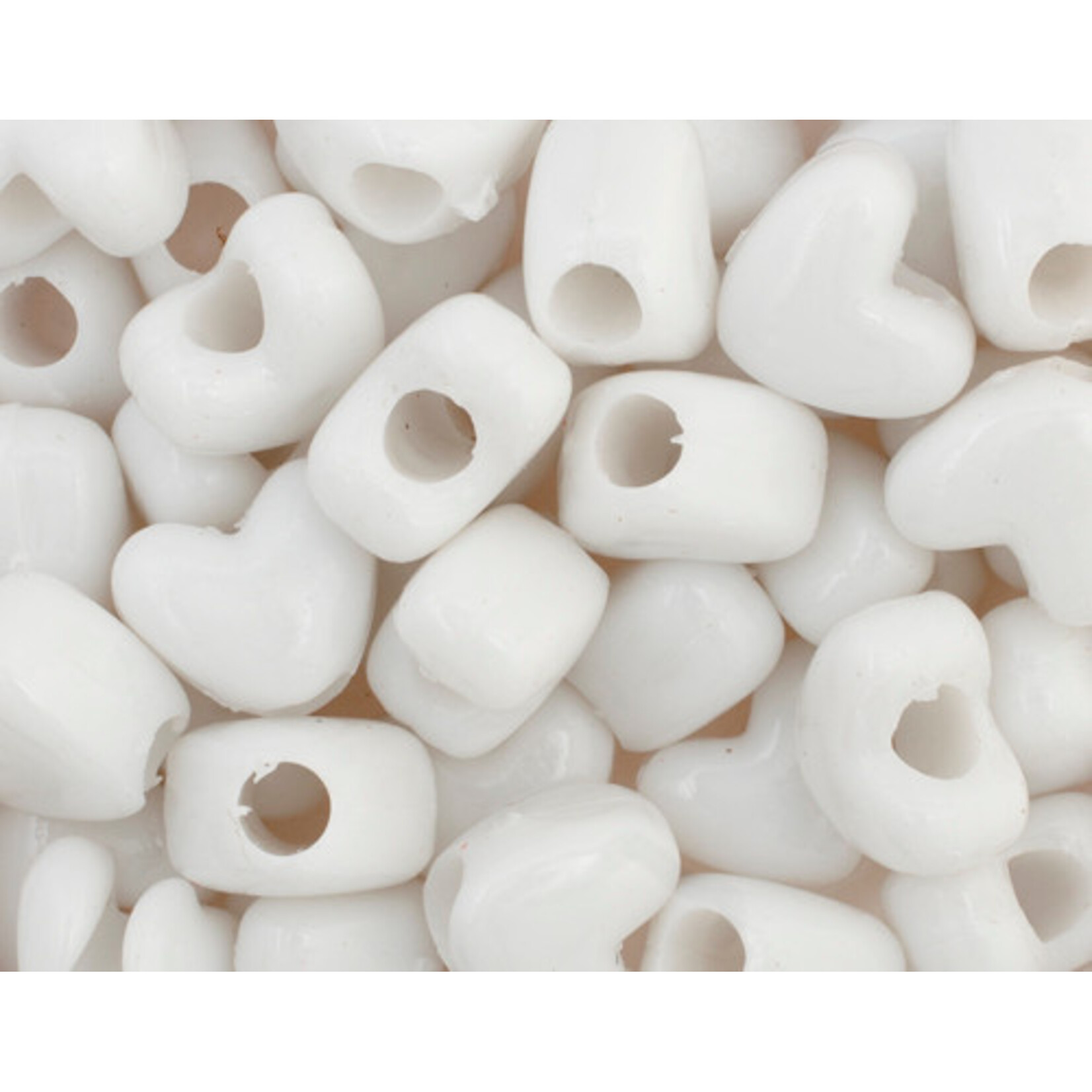 Pony Bead Heart 10x12mm (500pcs) Opaque White