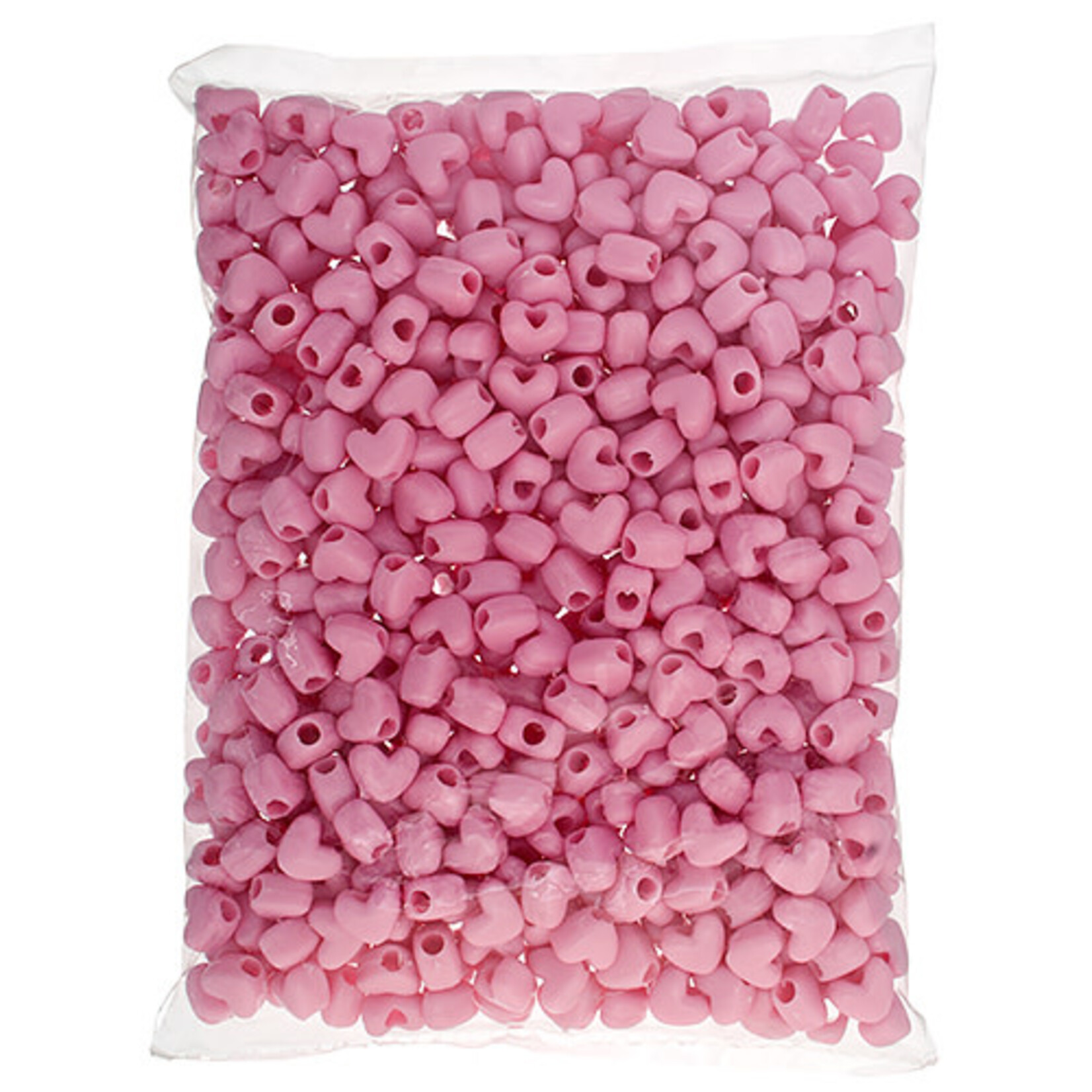 Pony Bead Heart 10x12mm  (500pcs) Opaque Pink