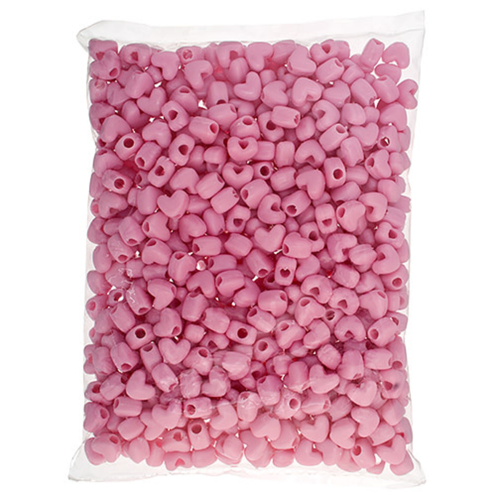 Pony Bead Heart 10x12mm  (500pcs) Opaque Pink