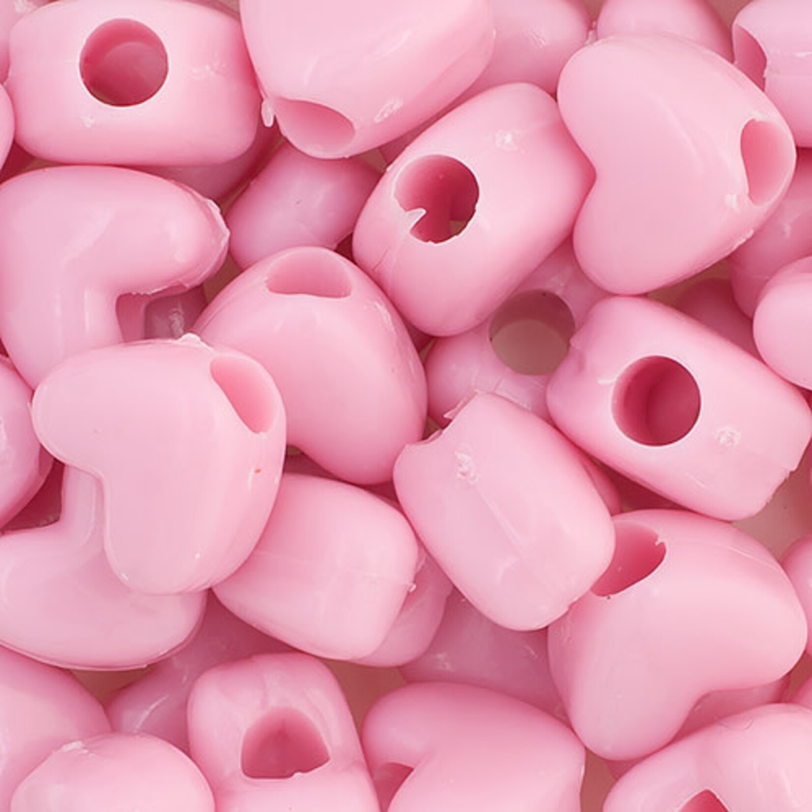 Pony Bead Heart 10x12mm  (30pcs) Opaque Pink
