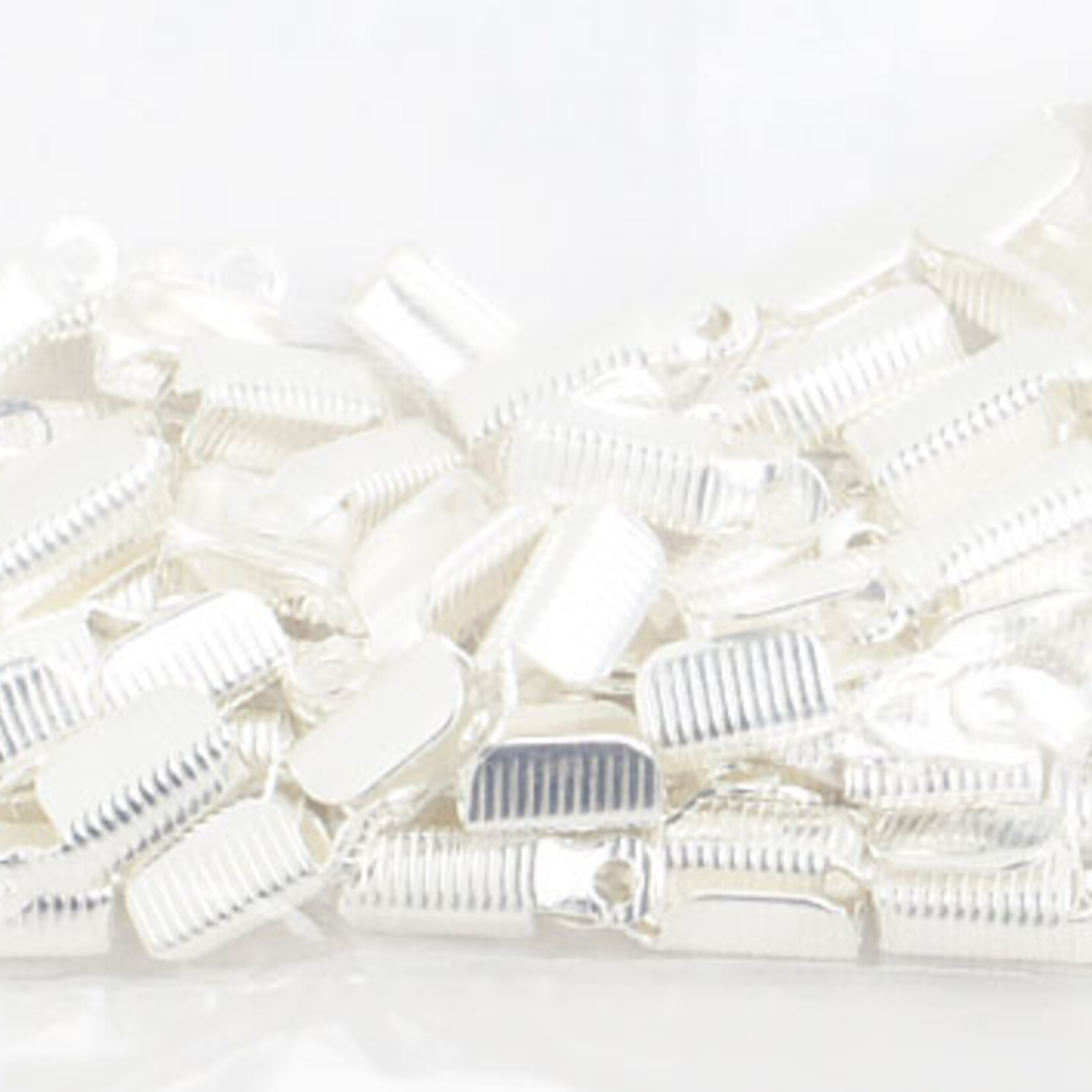 End Clamps (Leather Crimps) Coiled  Silver (100pcs)
