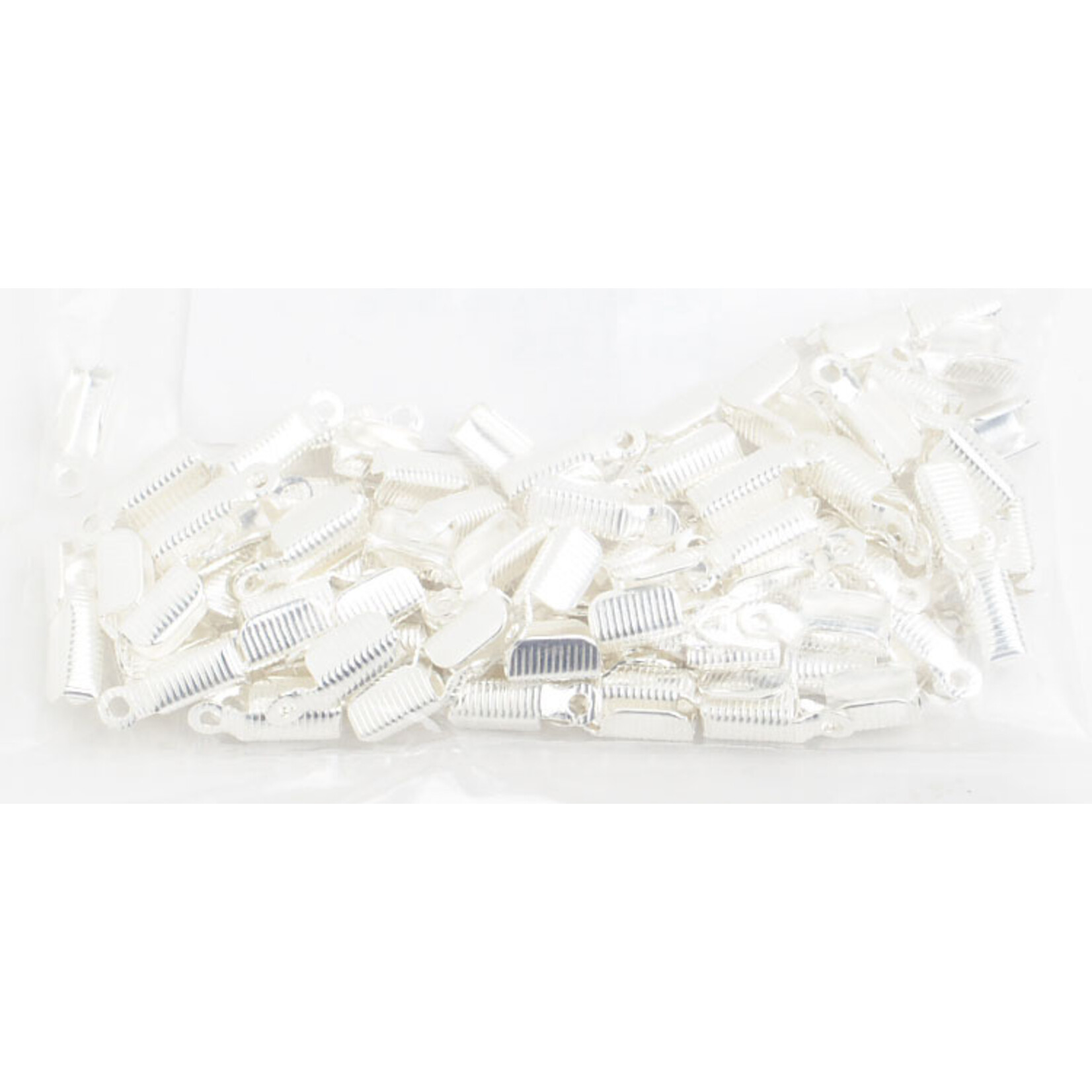 End Clamps (Leather Crimps) Coiled  Silver (100pcs)