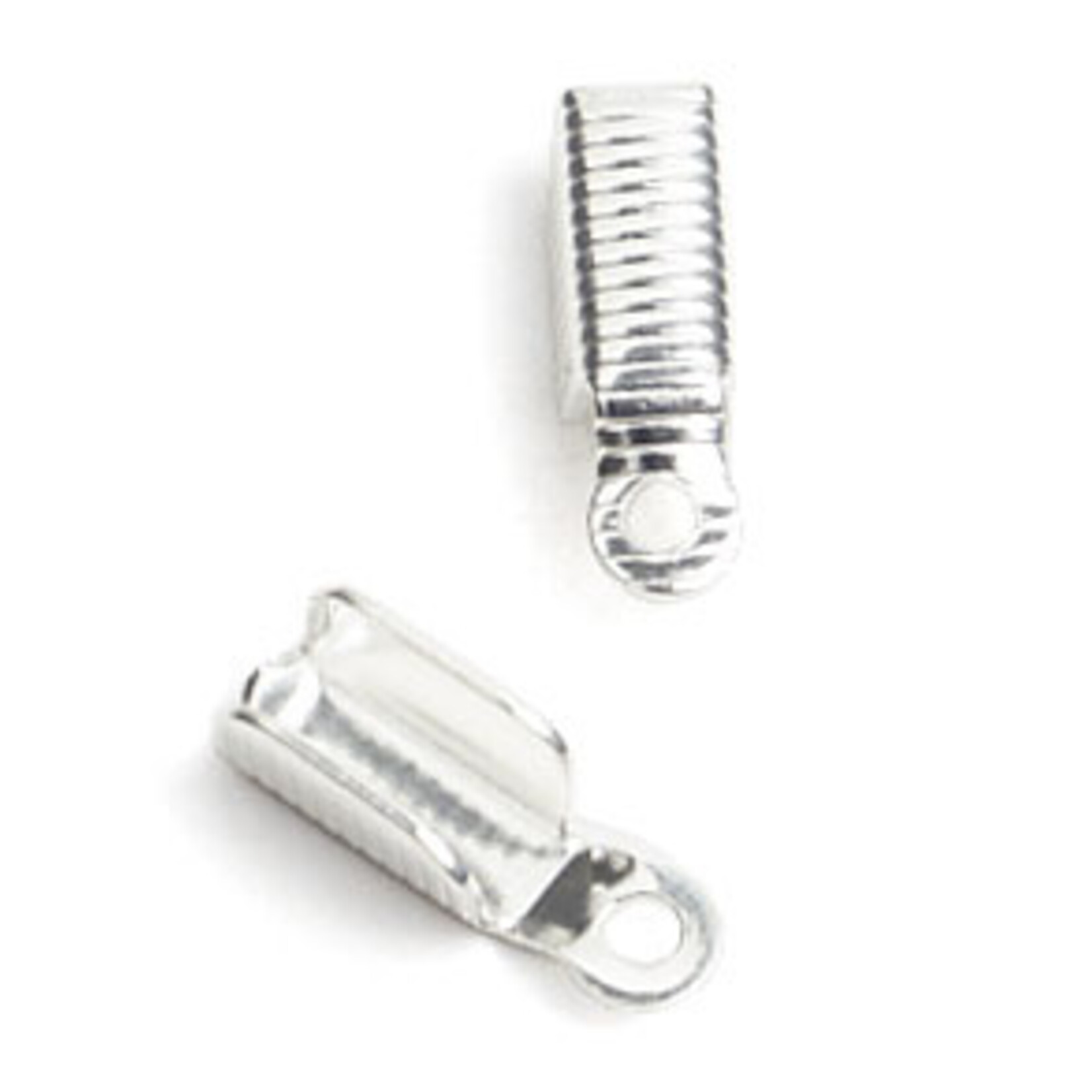 End Clamps (Leather Crimps) Coiled  Silver (100pcs)
