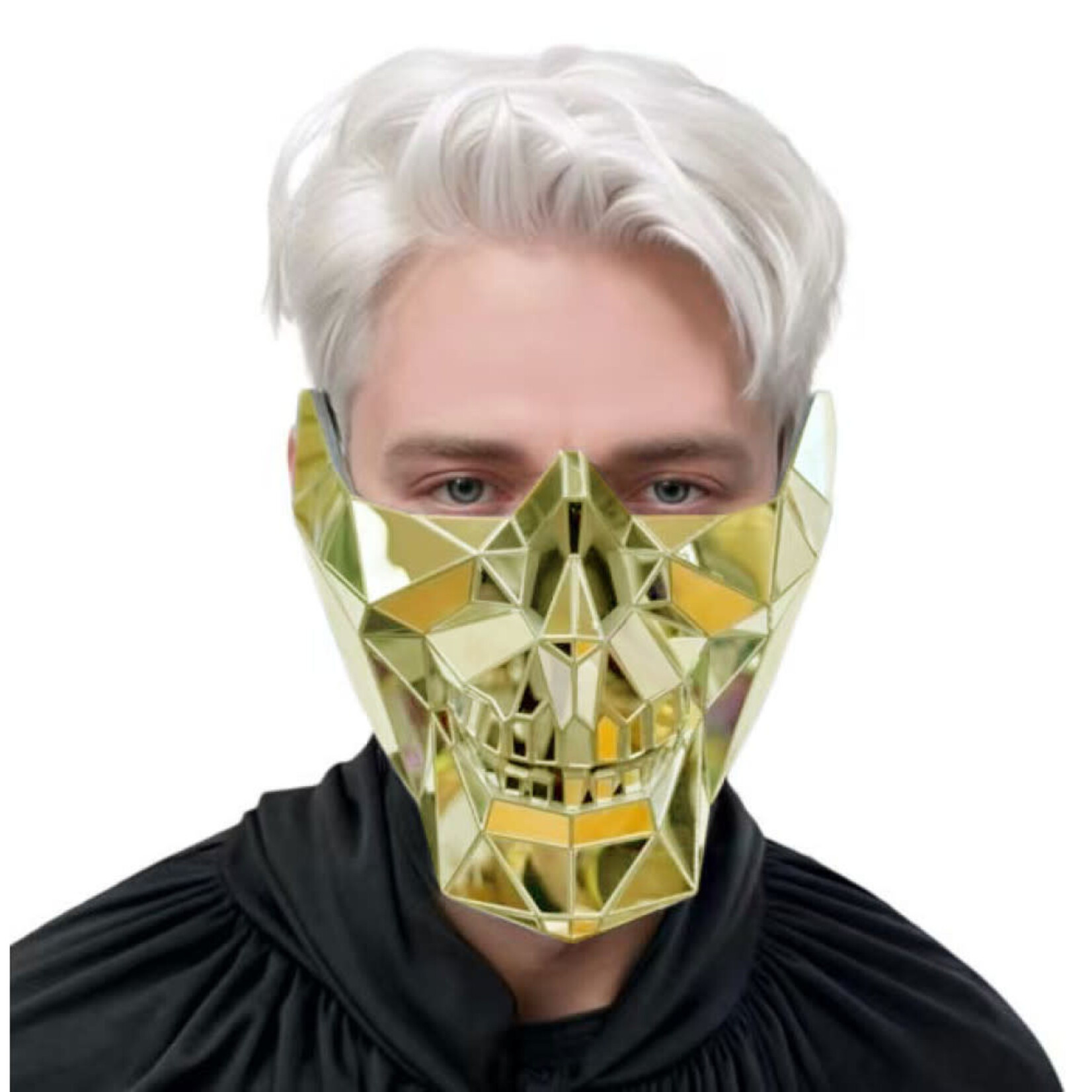 Gold Mirror Skull Half Mask