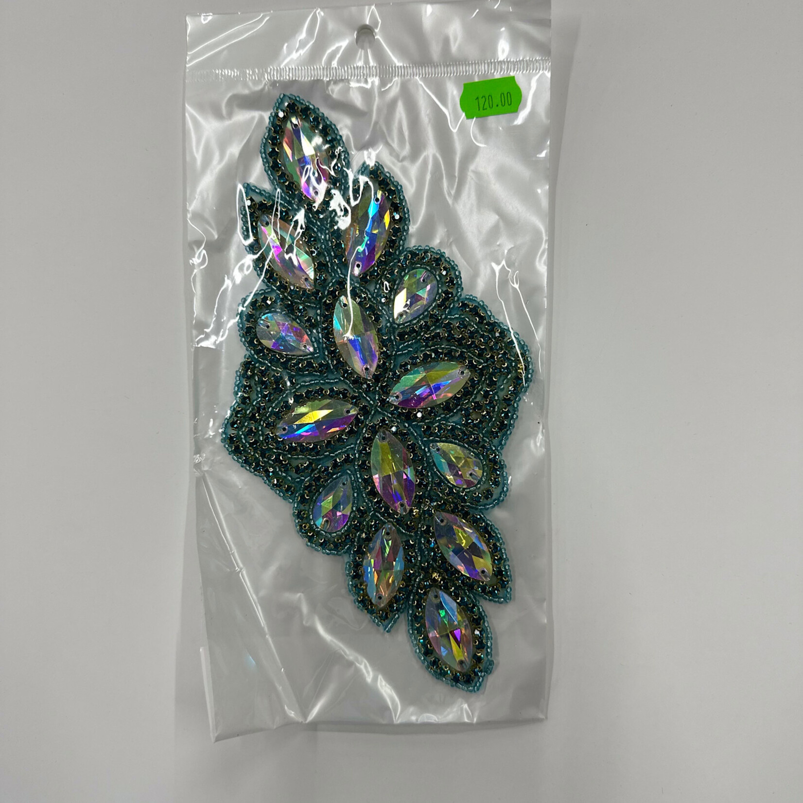 Crystal Motif Diamond Flower 115x230mm Crystal AB/Peacock Blue