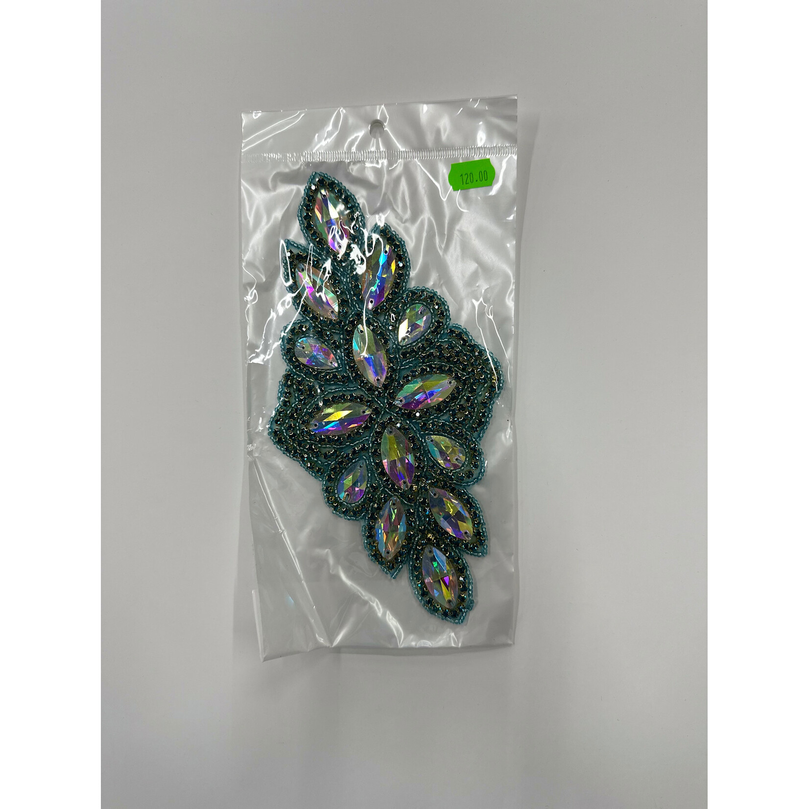 Crystal Motif Diamond Flower 115x230mm Crystal AB/Peacock Blue