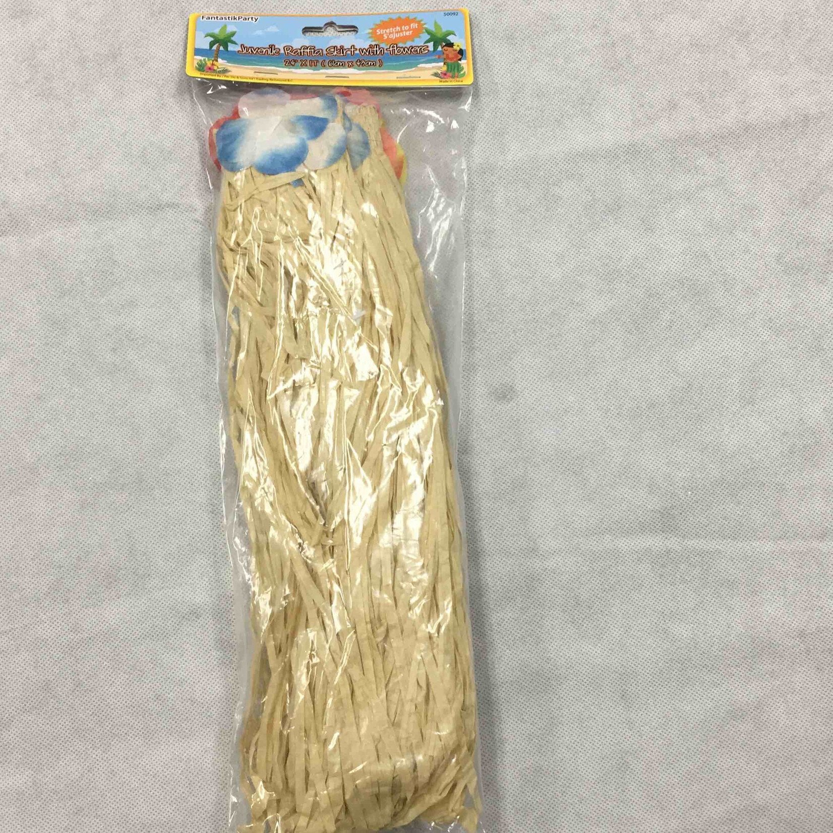 Juvenile Luau Raffia Skirt W/Flowers Gold 24X17 Inches