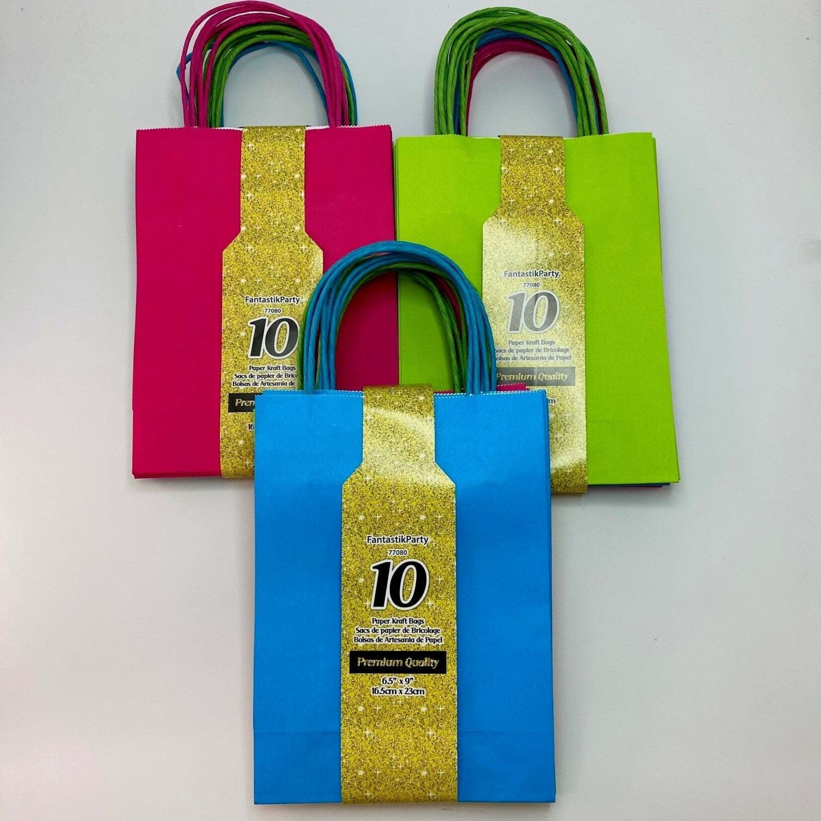 Solid Colour Favor Bags, 10ct (Natural, Blue, Pink & Apple Green)