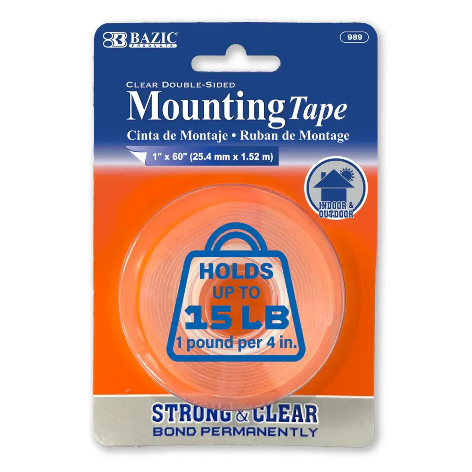 Bazic Bazic 1' X 60: Double Sided Clear Mounting Tape