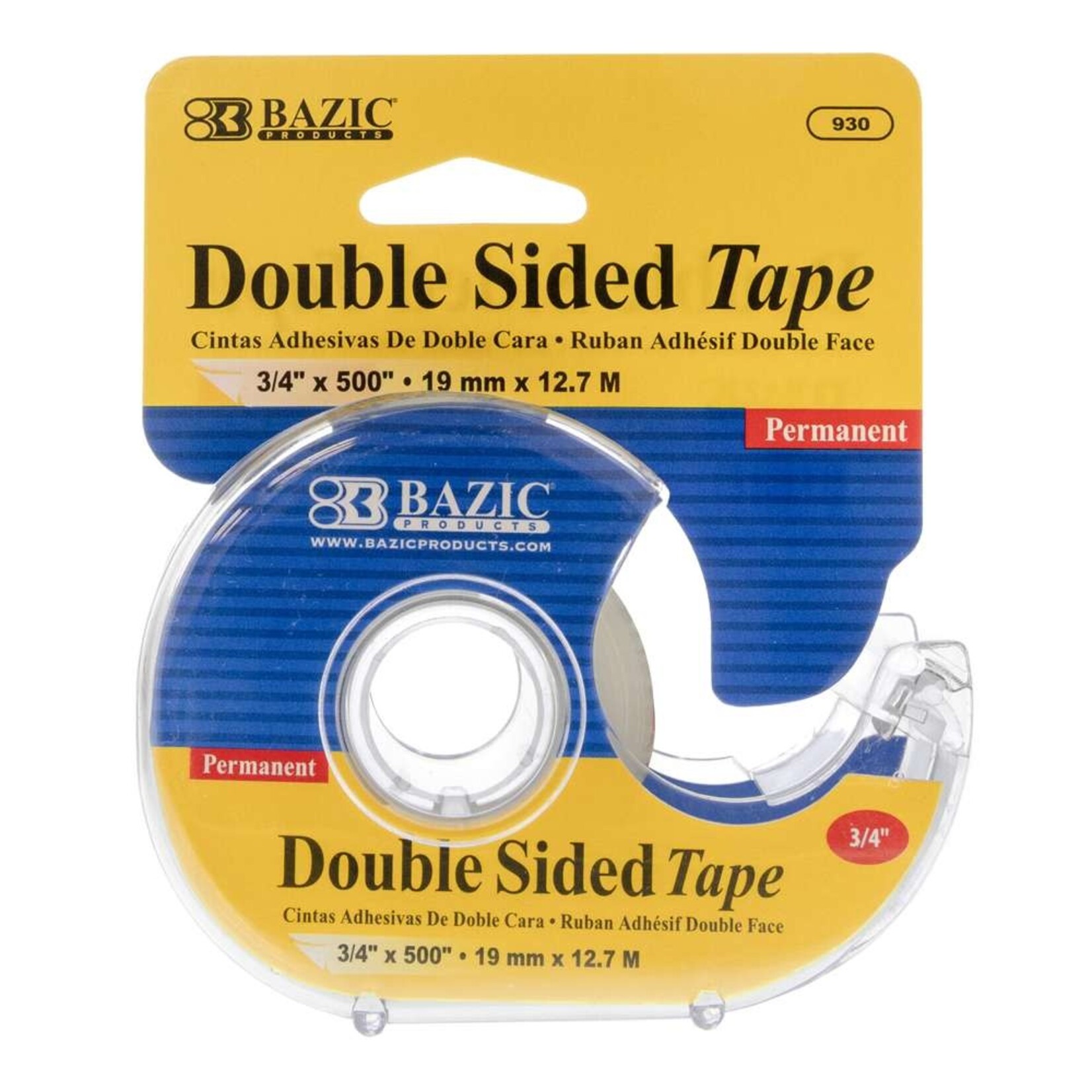 Bazic 3/4" X 500 Double Sided Permanent Tape w/ Dispenser