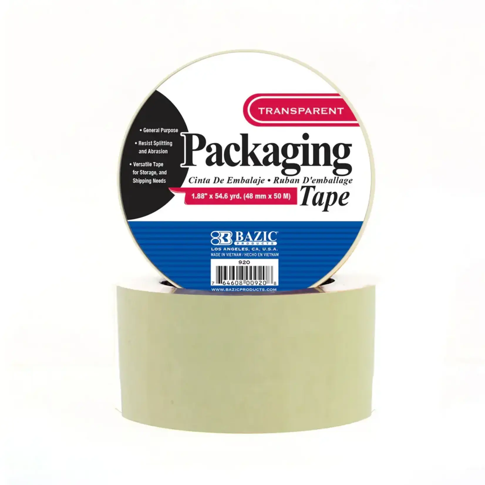 Bazic 1.88" X 54.6 Yards Clear Packaging Tape