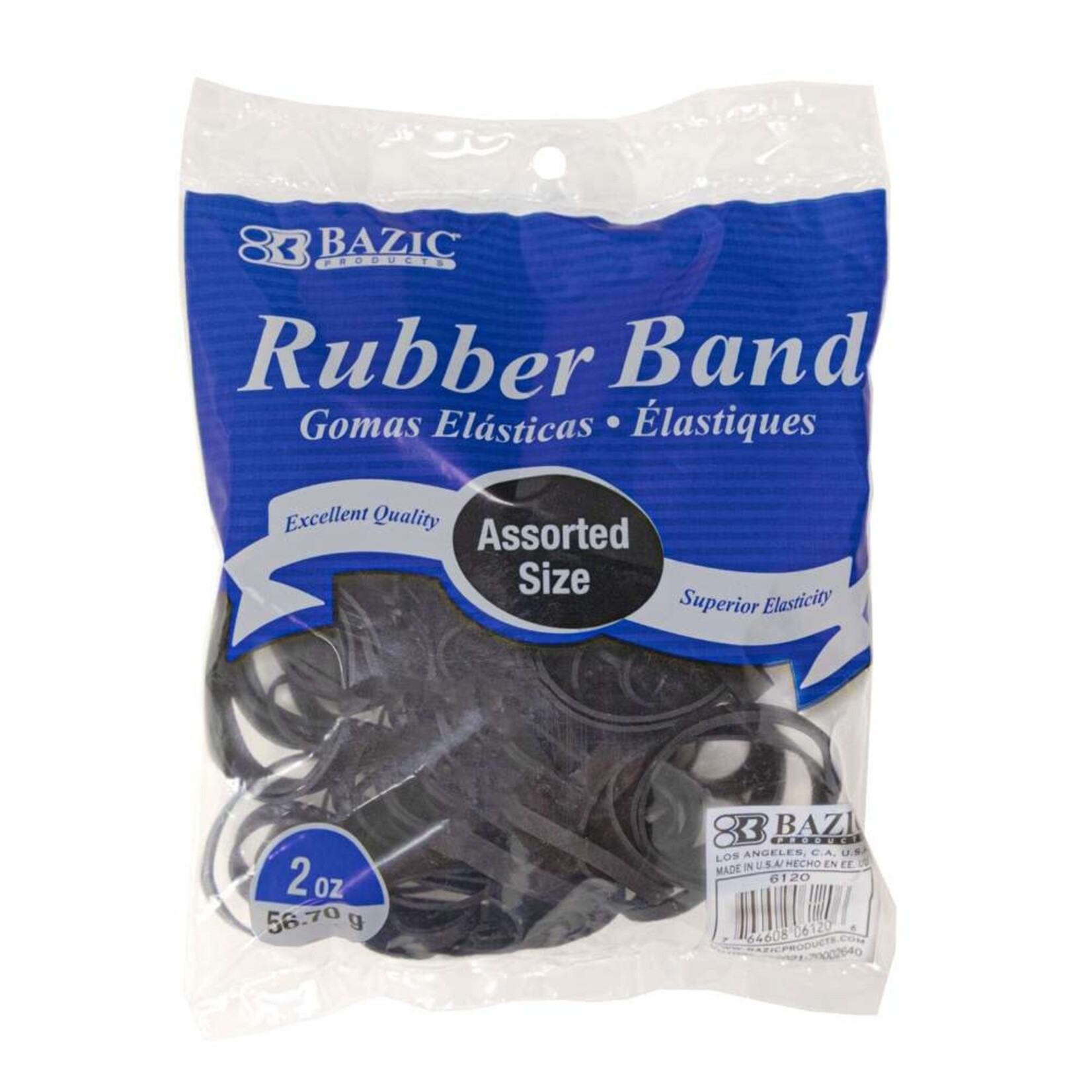 Bazic 2 Oz/56.70g Assorted Sizes Black  Rubber Bands