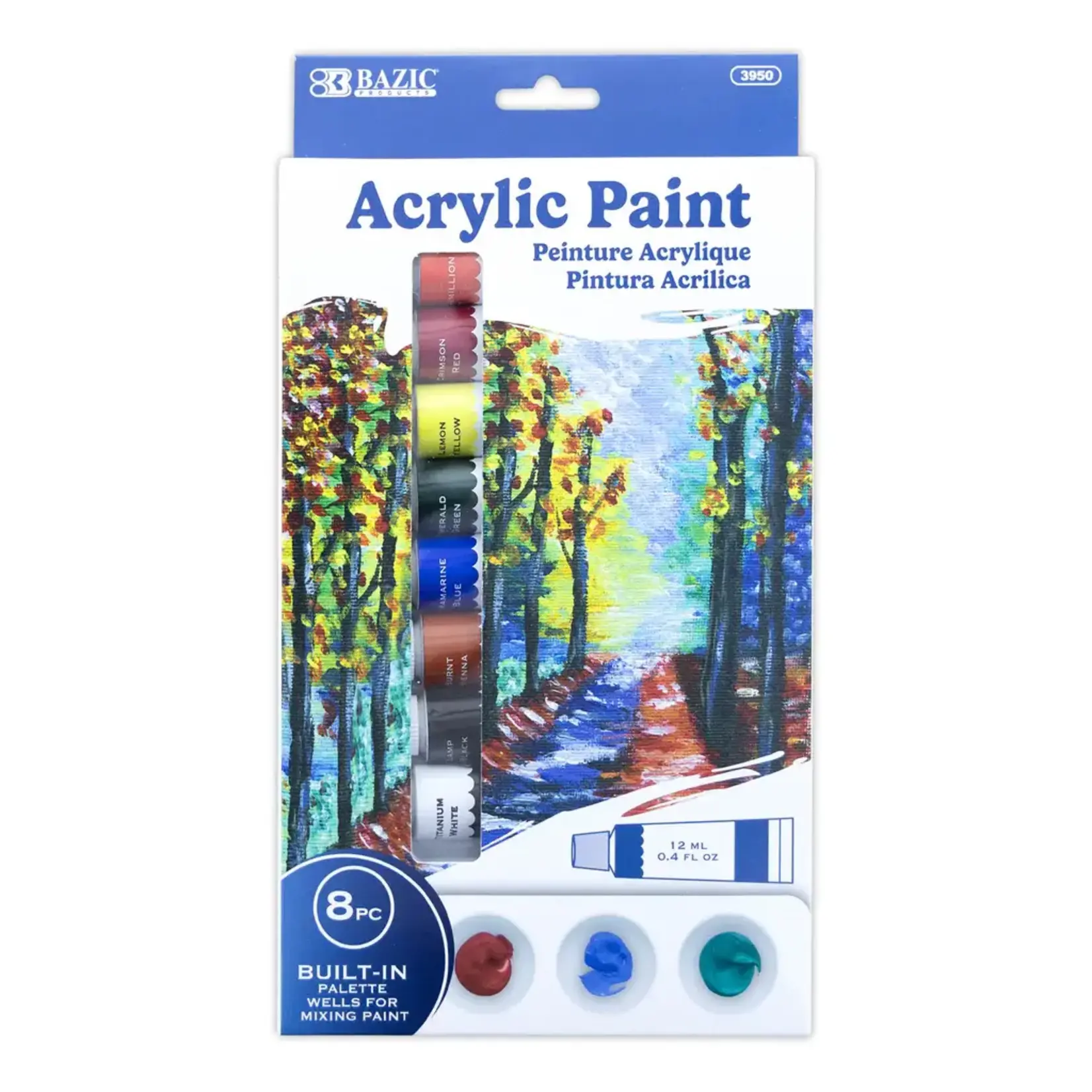 Bazic Bazic 0.4 Fl Oz (12ml) 8 Colors Acrylic Paint