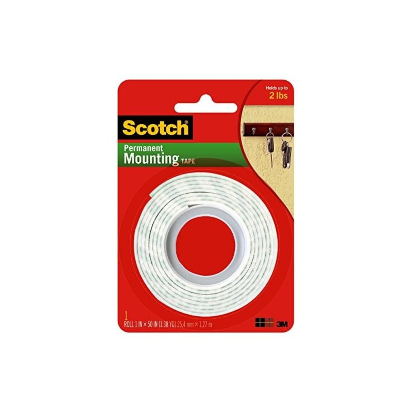 Scotch Indoor Mounting Tape 1 x 50 Inches Roll 10lb