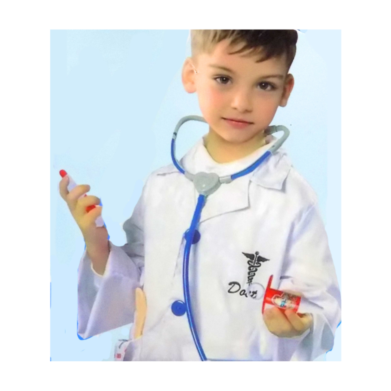 Doctor White Coat with Print Costume - Kids (Medium)