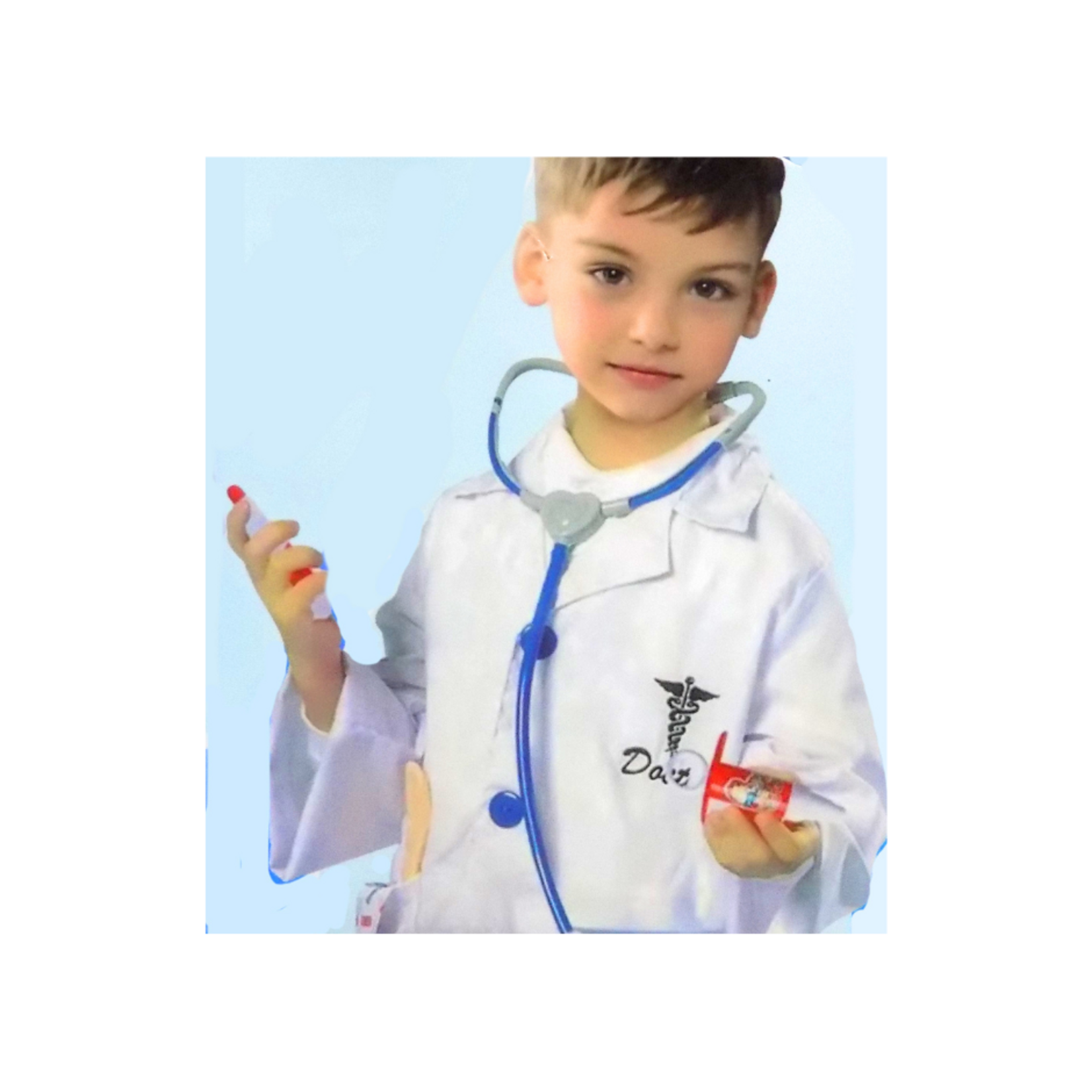 Doctor White Coat with Print Costume - Kids (Medium)