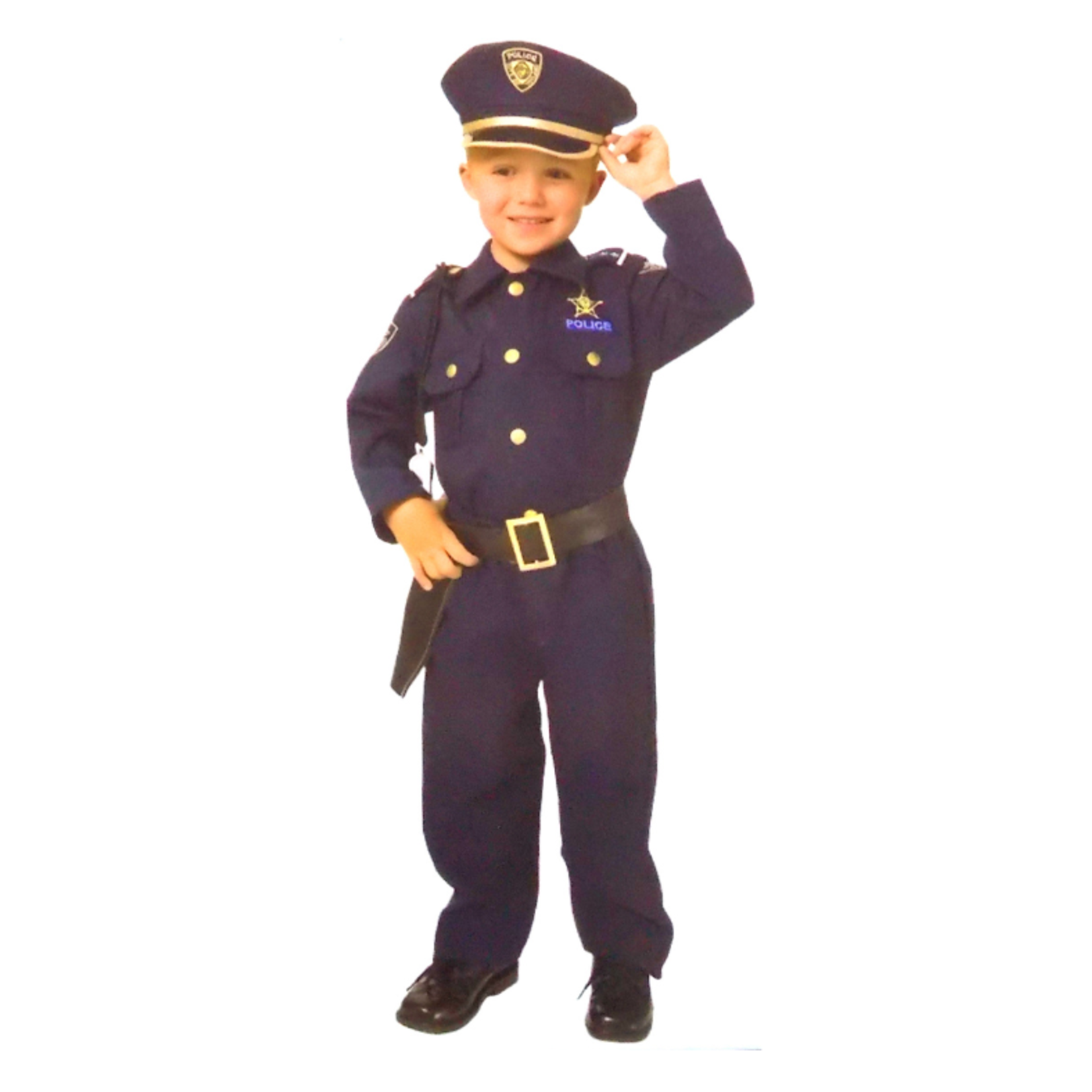 Blue Police Suit With Cap Costume - Kids (Medium)