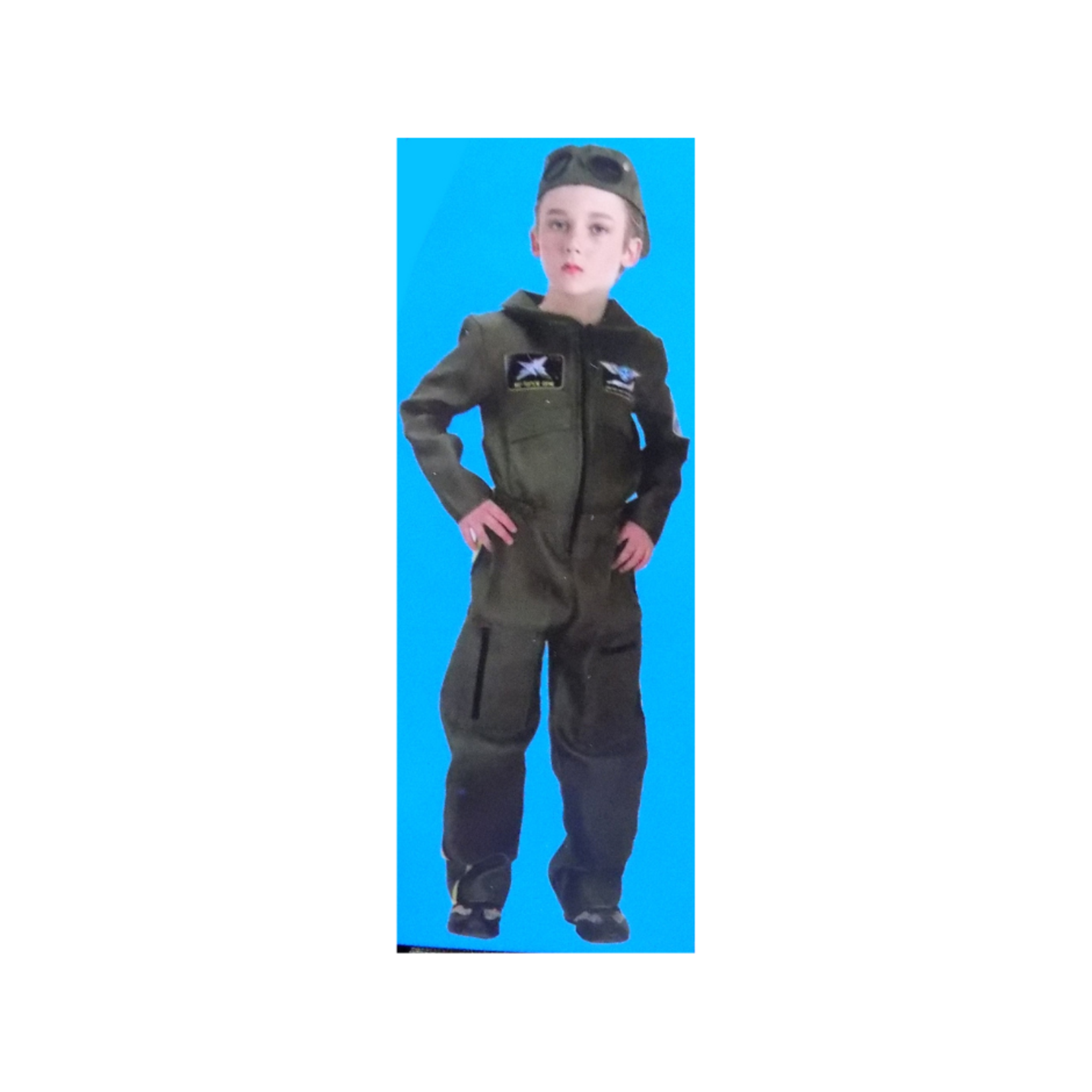 Air Force Full Suit & Cap (Green) Costume - Kids (Large)