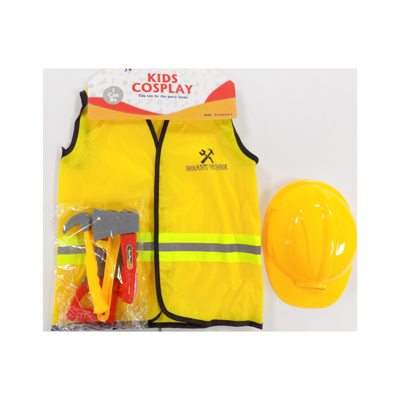 Woodworking w/ Plastic Cap Costume with toy - Kids (Medium)