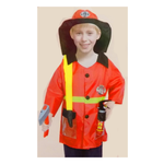 Fireman Long Sleeve with Cap Costume - Kids