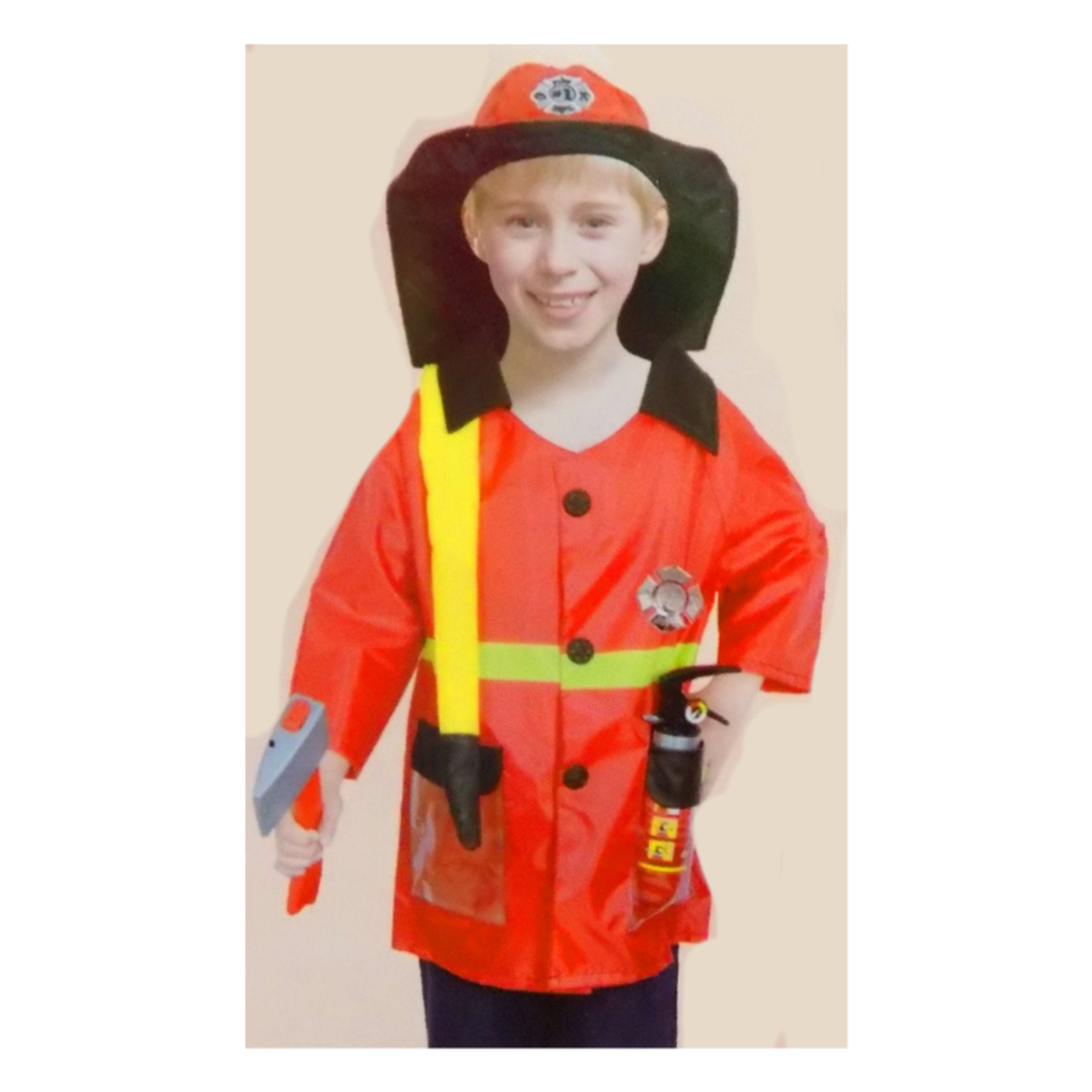 Fireman Long Sleeve with Cap Costume - Kids
