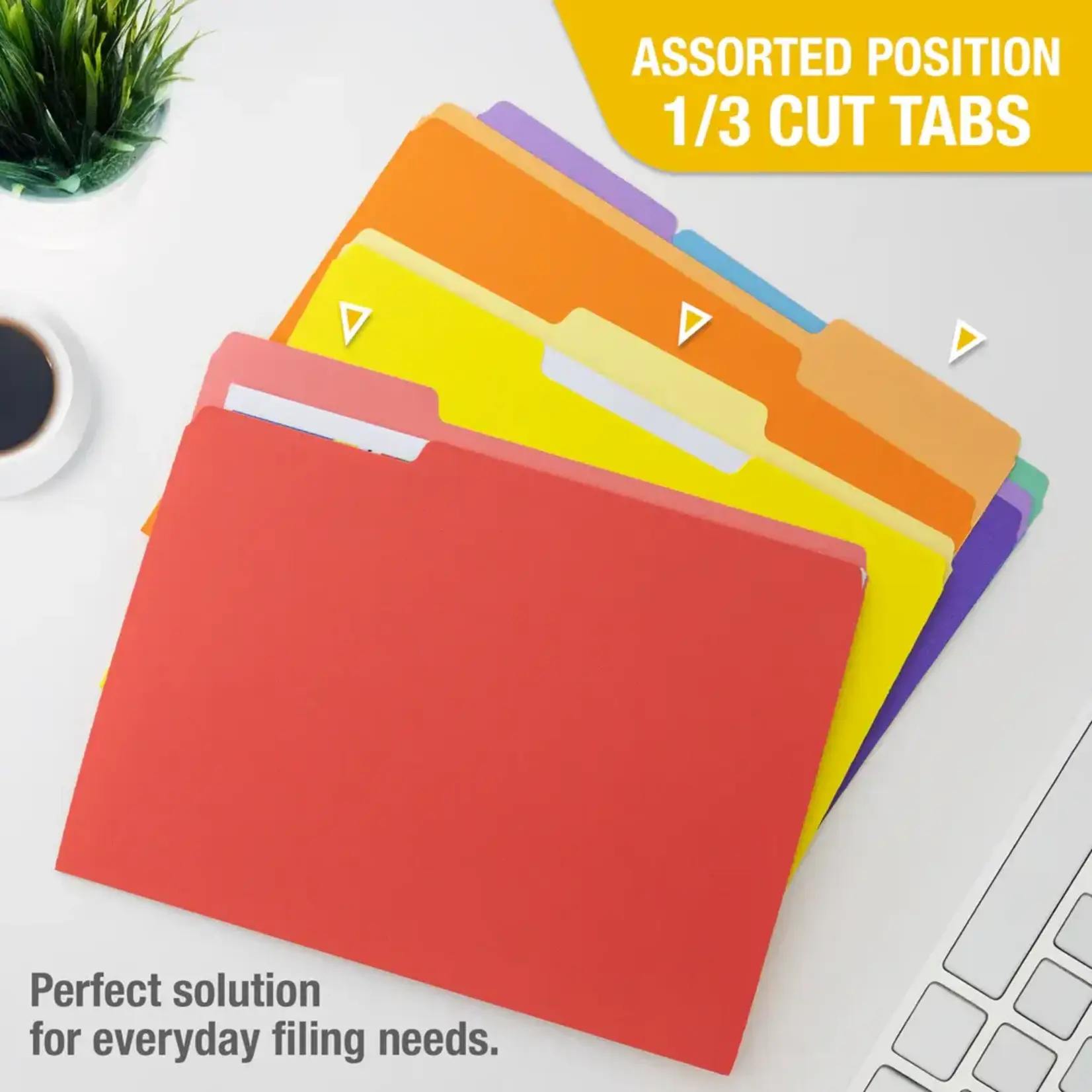 BAZIC 1/3 Cut Letter Size Color File Folder (5pcs)