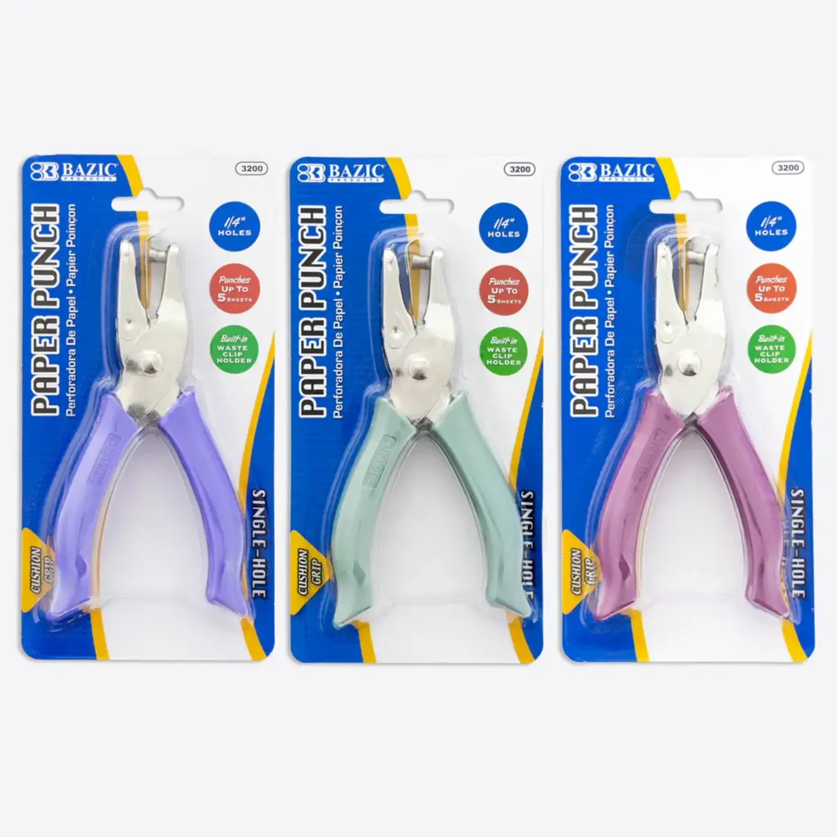 Bazic Single hole Paper Punch w/cushion grip
