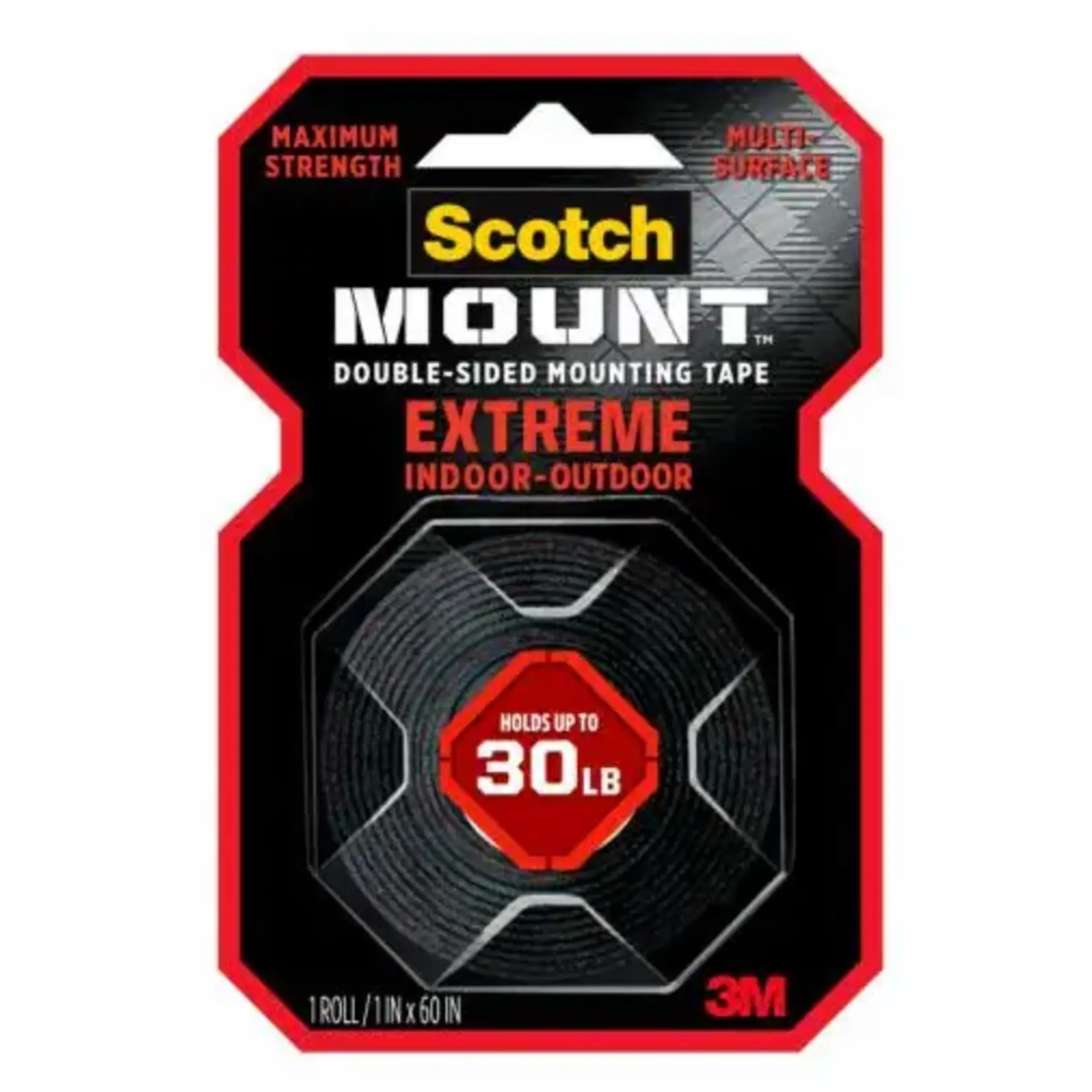 Scotch Mounting Tape Extreme 1 Inch x 60 Inches x 30lb