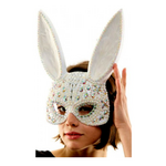 Rhinestone Gray Bunny Mask
