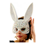 Rhinestone Gray Bunny Mask