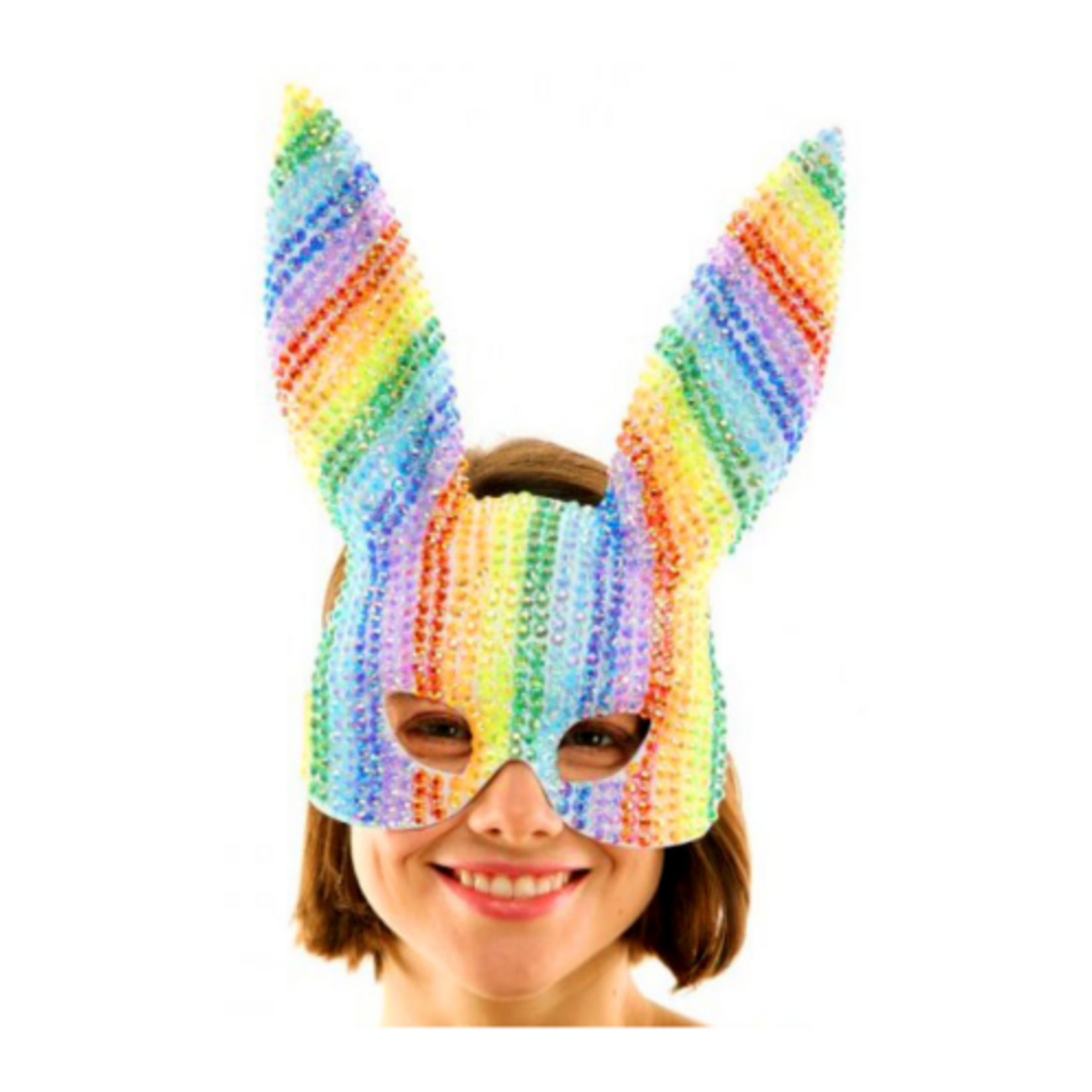 Rhinestone Rainbow Bunny Mask