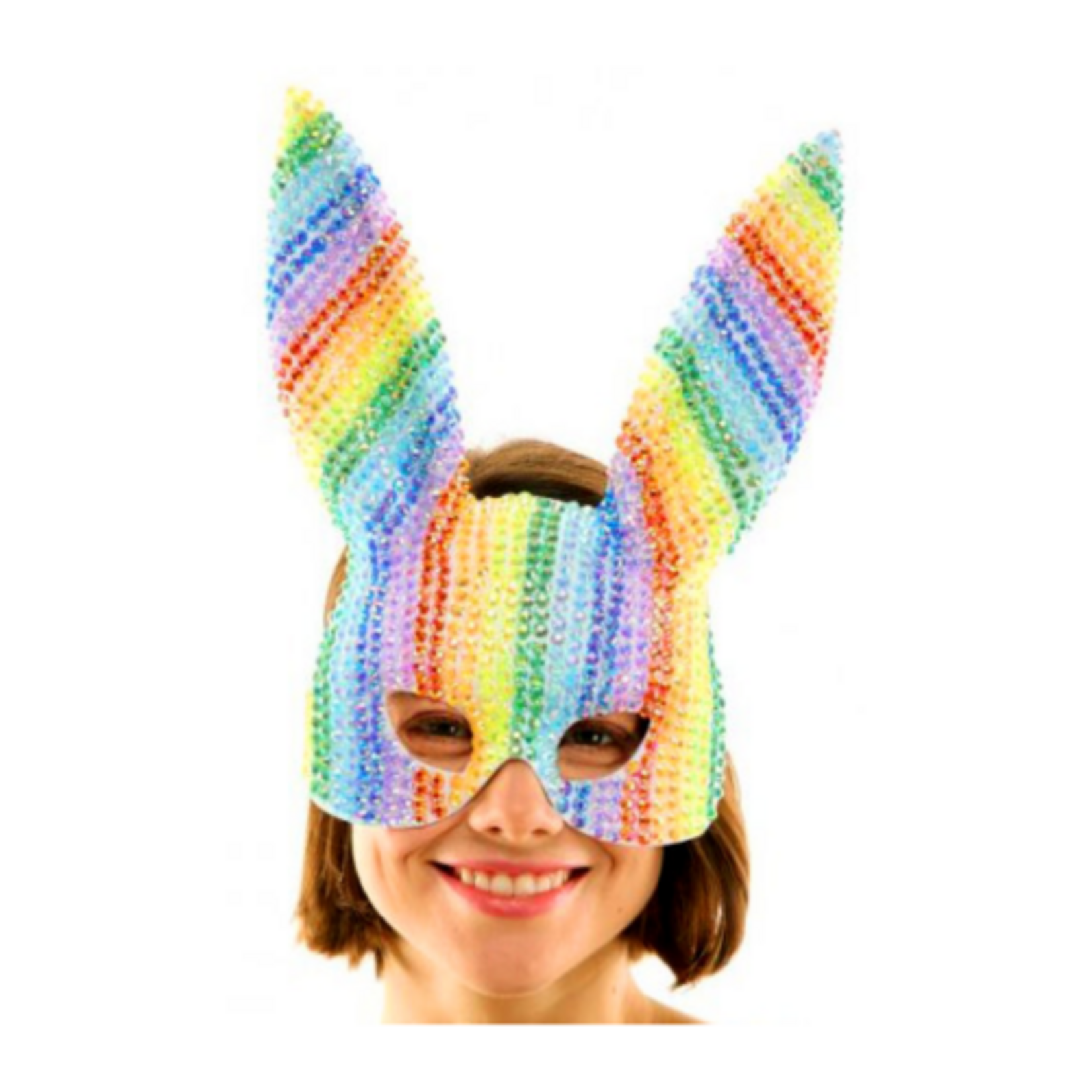 Rhinestone Rainbow Bunny Mask