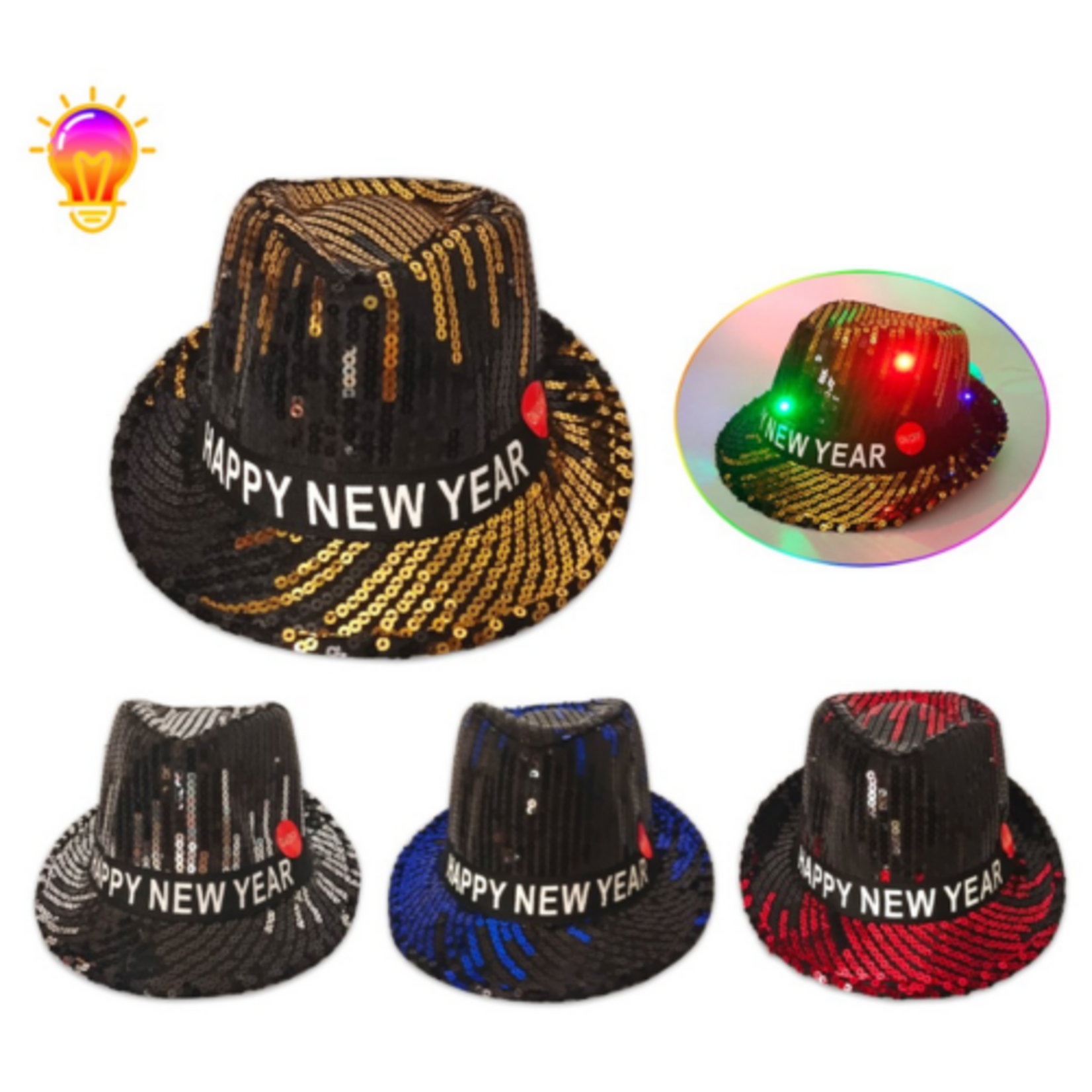 Flashing Sequin New Year Fedora Two Toned