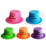 Glitter Happy New Year Plastic Top Hat