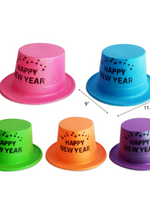 Glitter Happy New Year Plastic Top Hat