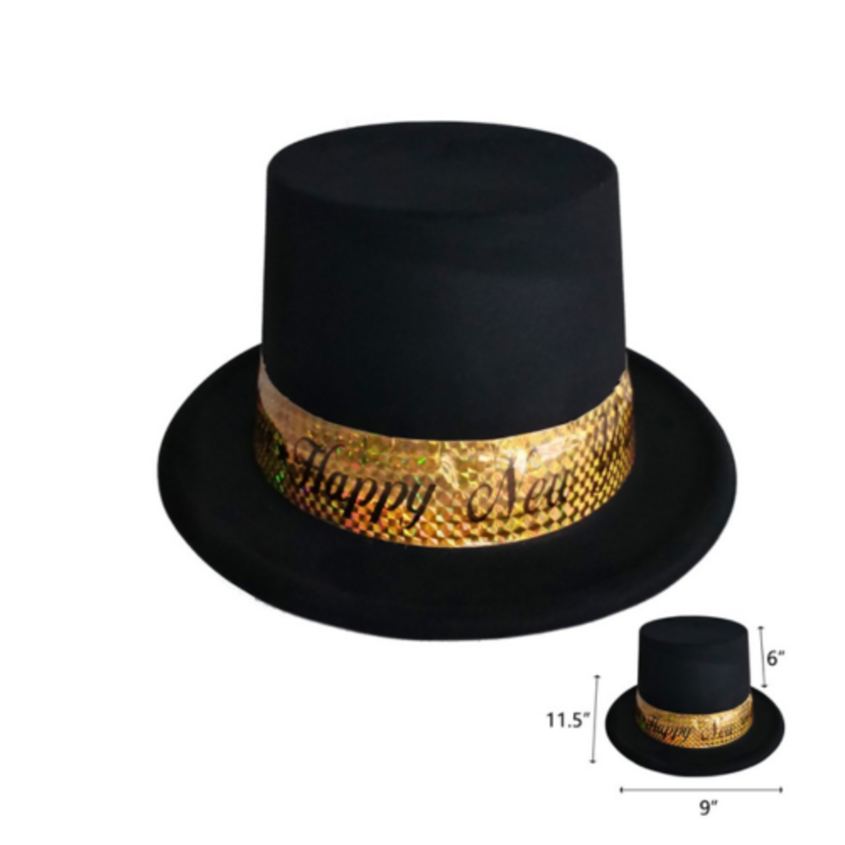 Black Tall Top Hat Happy New Year