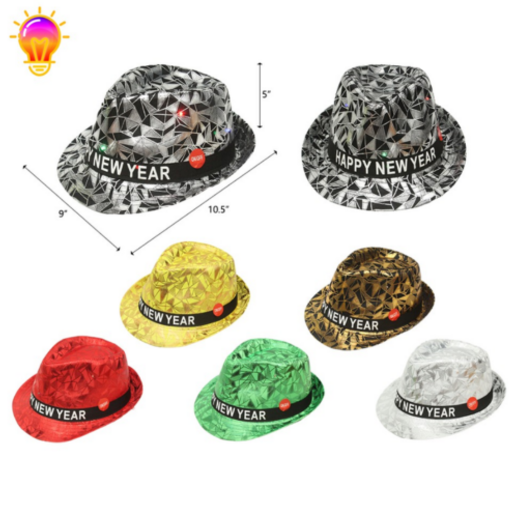 Light up New Year Hat Assorted Colours