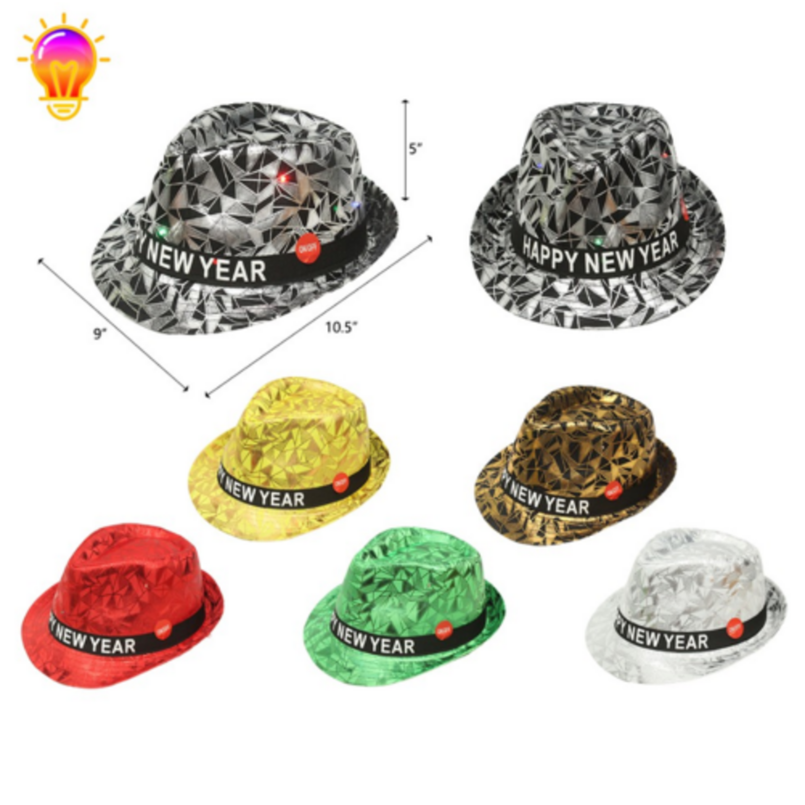 Light up New Year Hat Assorted Colours
