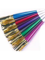9" Foil Horn With Metallic Fringe Assorted