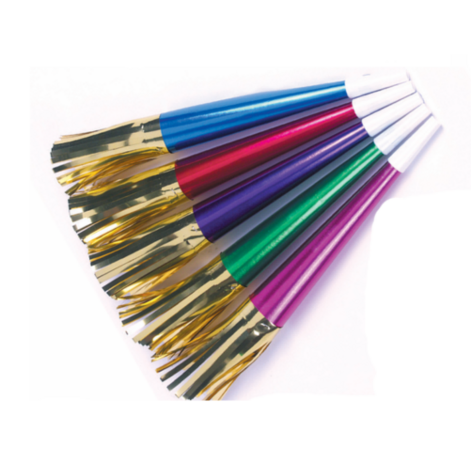 9" Foil Horn With Metallic Fringe Assorted