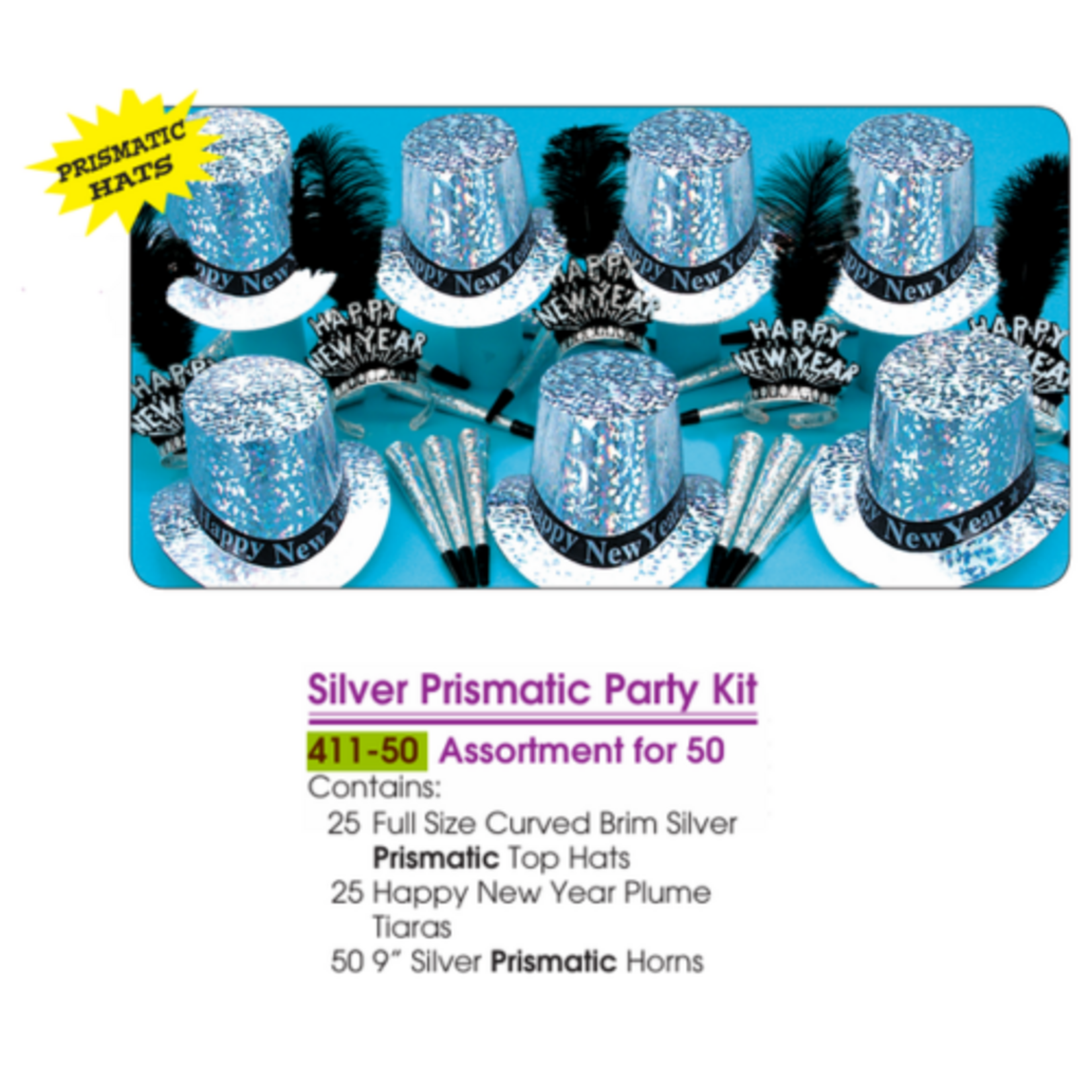 Prismatic Party Kit For 50 People - Silver