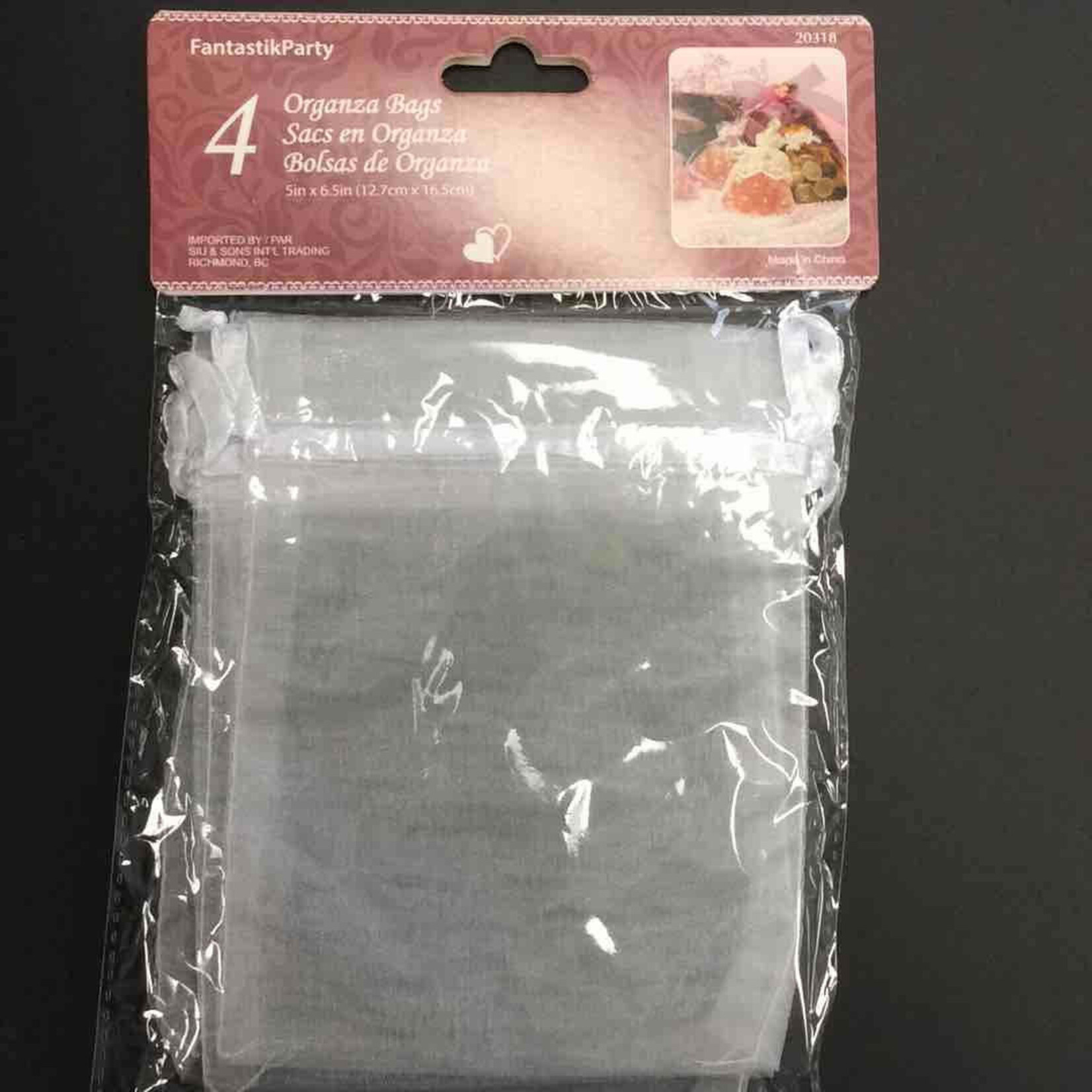 Organza Bags Fuchsia 5x6.5 Inches