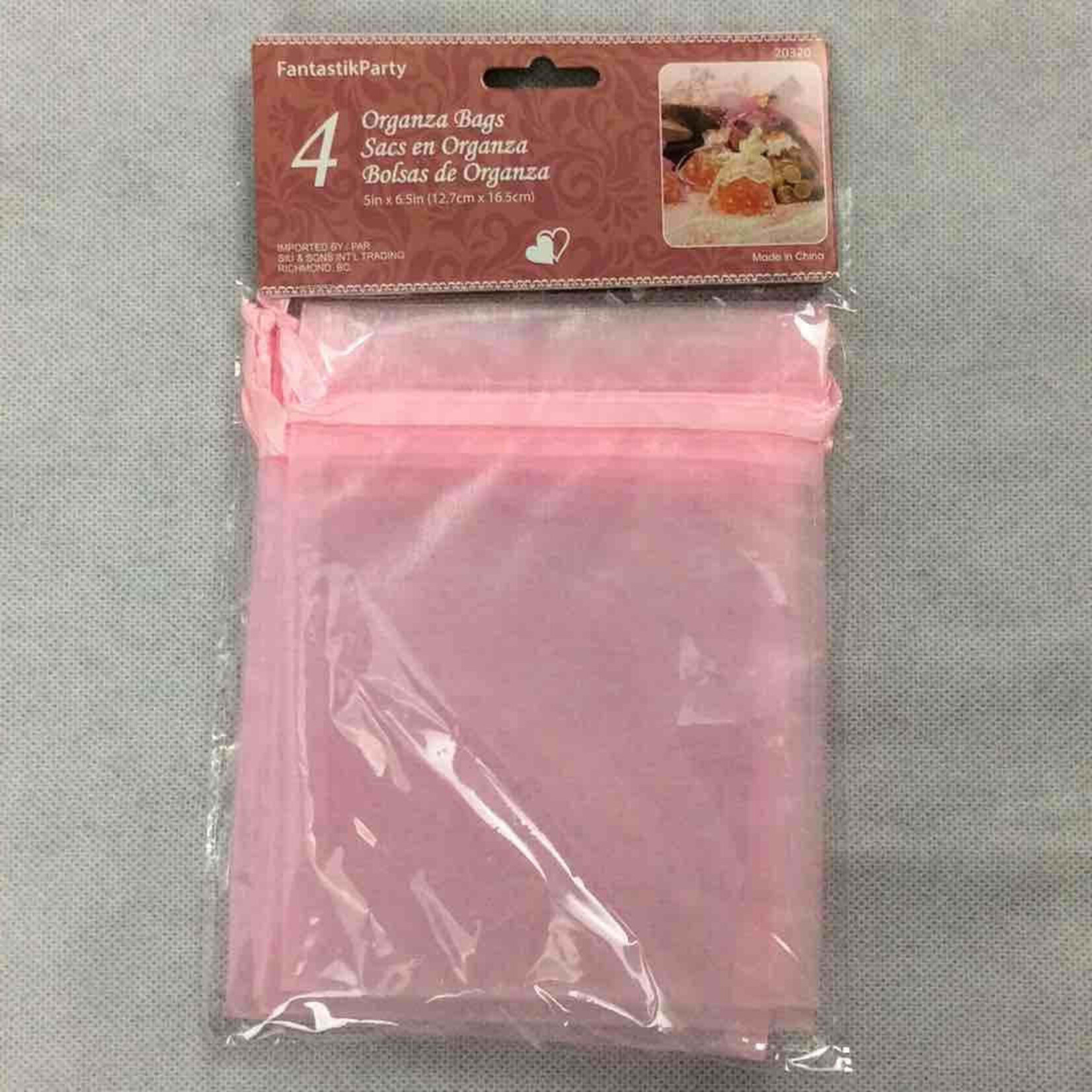 Organza Bags Fuchsia 5x6.5 Inches