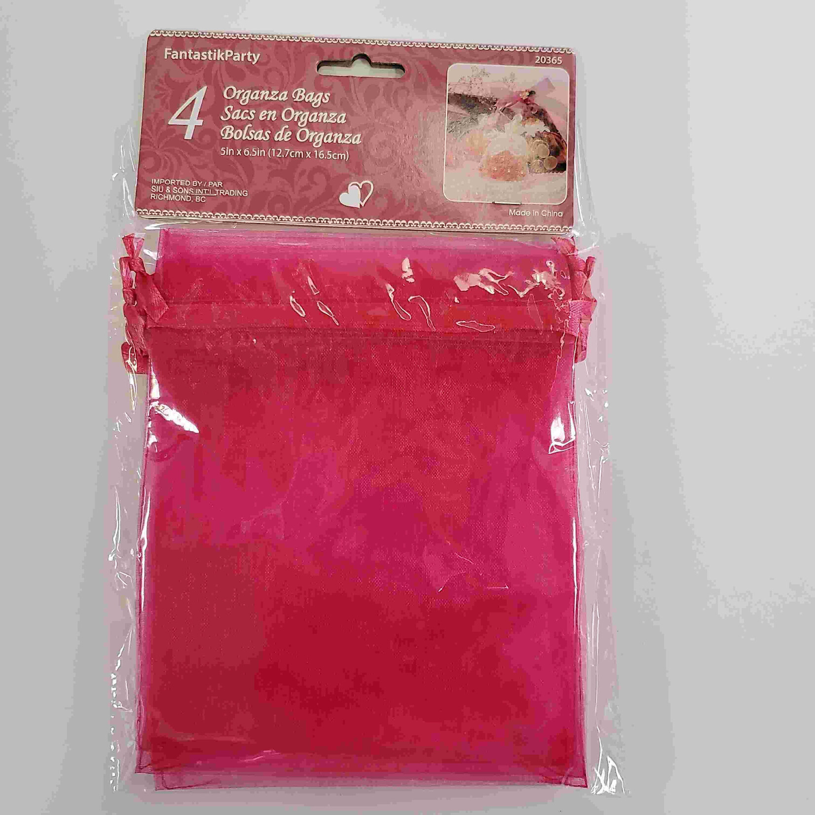Organza Bags Fuchsia 5x6.5 Inches