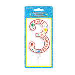 GIANT NUMERAL CANDLE FELIZ CUMPLEANOS 3 PK