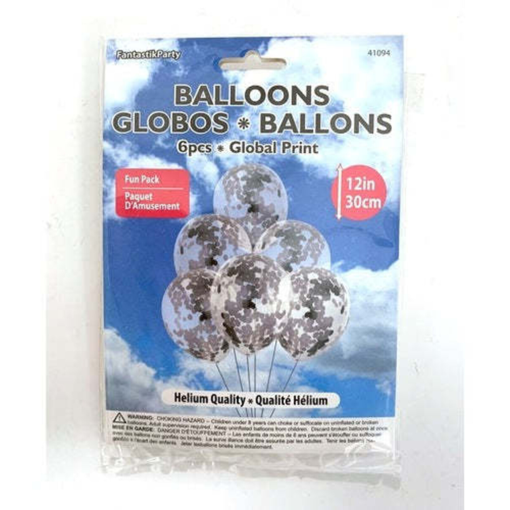HELIUM CONFETTI BALLOON 6PCS SILVER