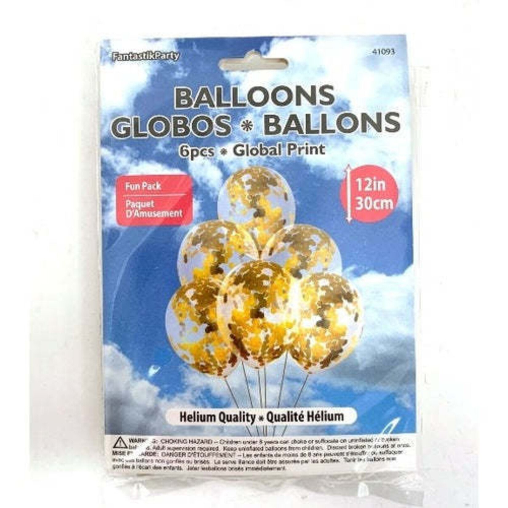 HELIUM CONFETTI BALLOON 6PCS GOLD
