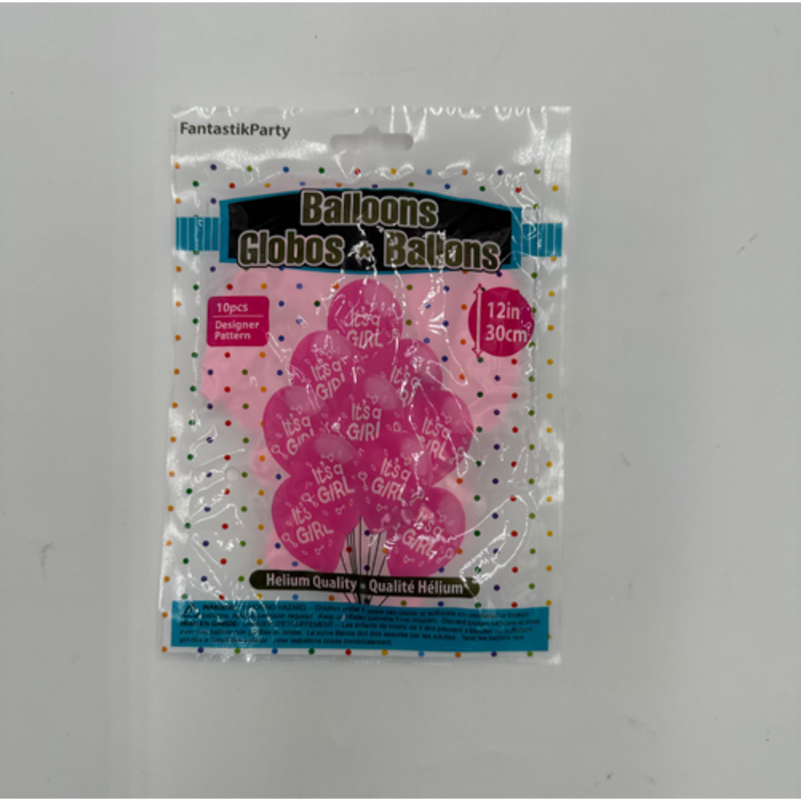 10CT 12" PRINTED BALLOONS, IT'S A GIRL