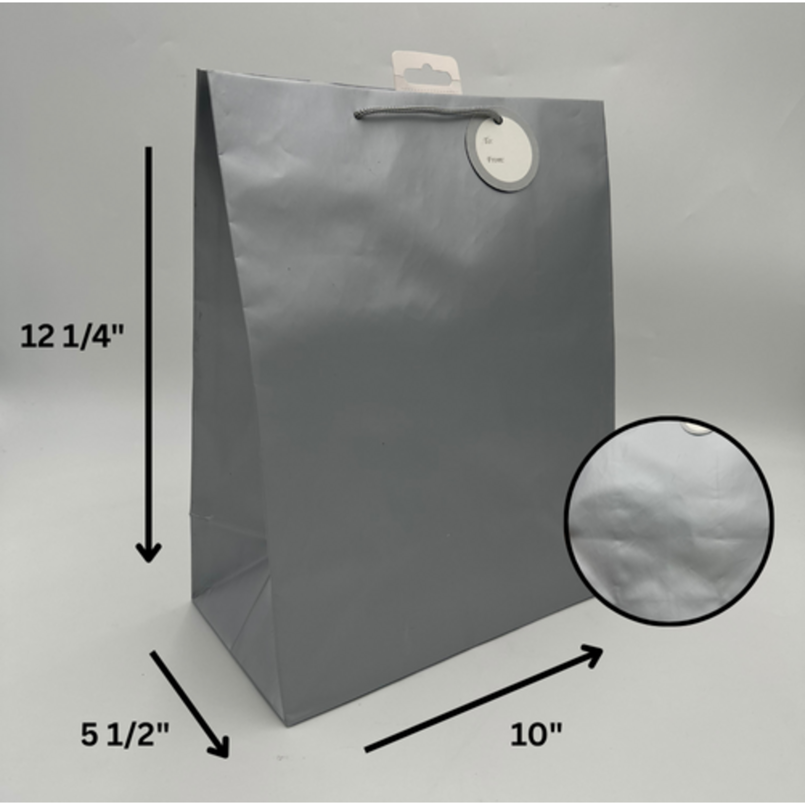 SOLID COLOR LGE BAG; MATTE SILVER